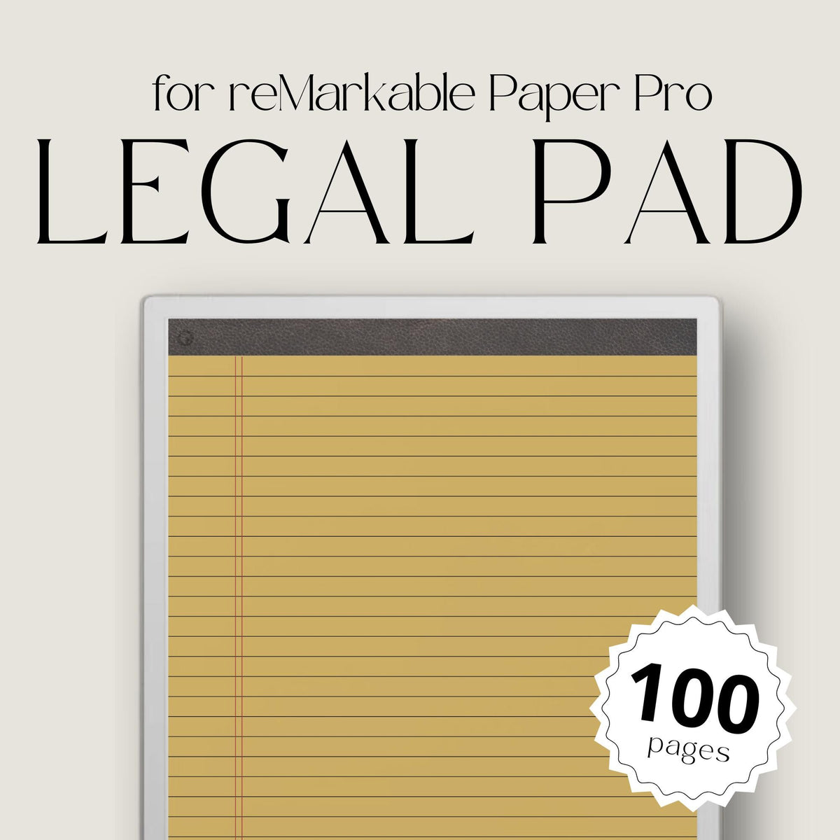 Stay organized with this structured legal pad notebook for reMarkable Paper Pro, designed to support clear, focused, and efficient digital writing.