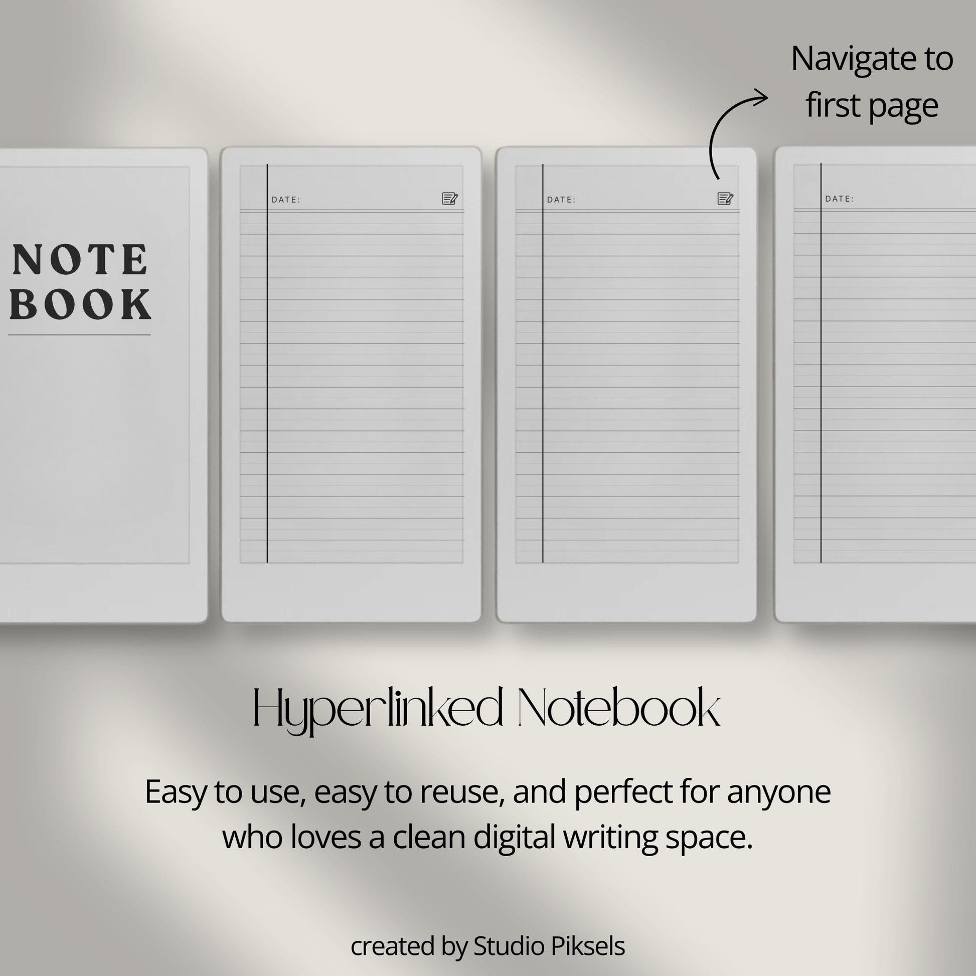 100 page legal ruled notebook PDF for reMarkable Paper Pro Move with vertical margin and black, blue, and red line layouts.