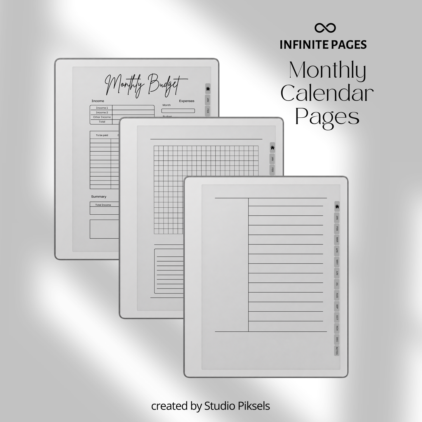 2026 + 2027 Ultimate Life Planner for reMarkable Paper Pure & reMarkable 2 featuring hyperlinked calendars, goal planning, budgeting, notes, and minimalist layouts.