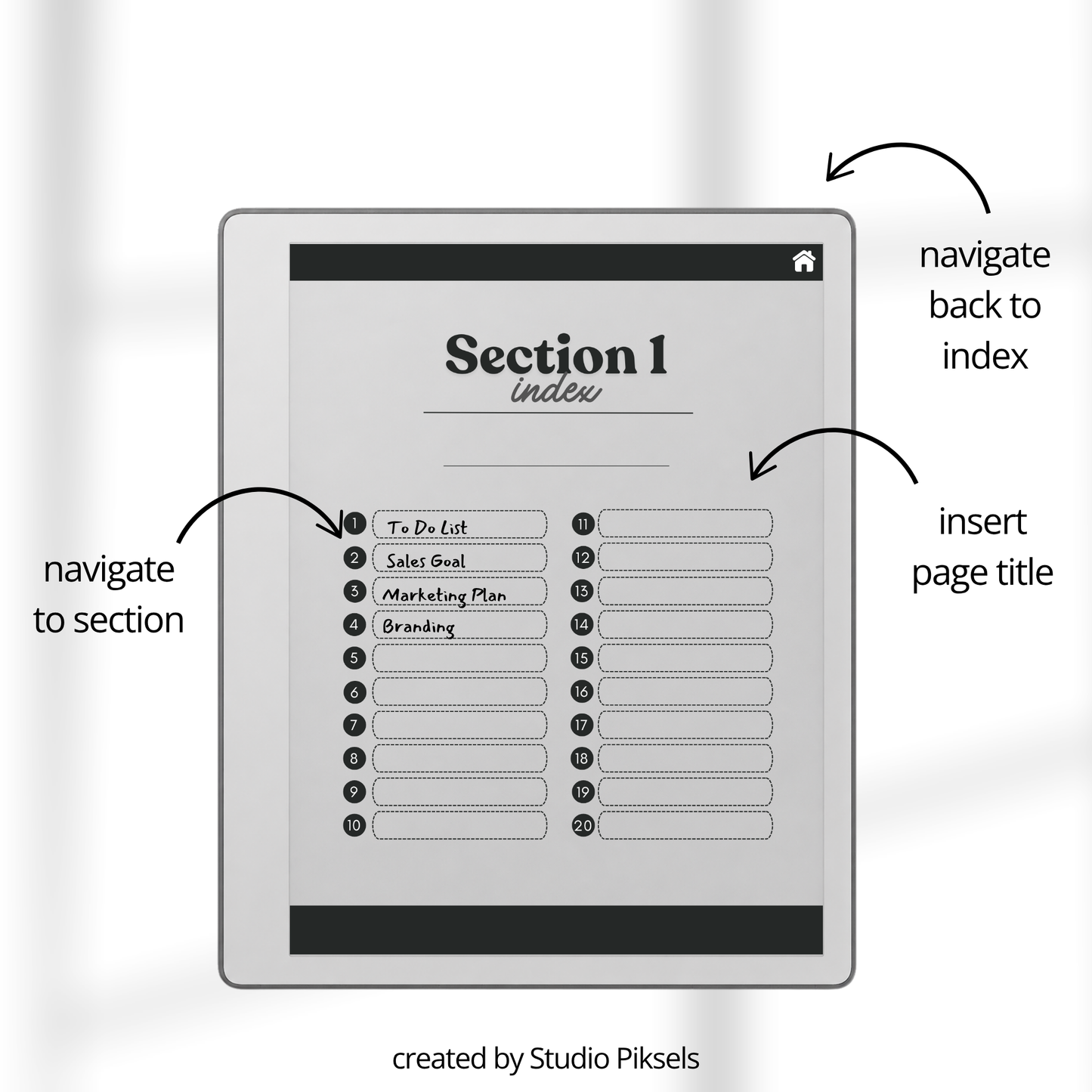 Legal Pad Paper Notebook with Custom Index for reMarkable Paper Pure