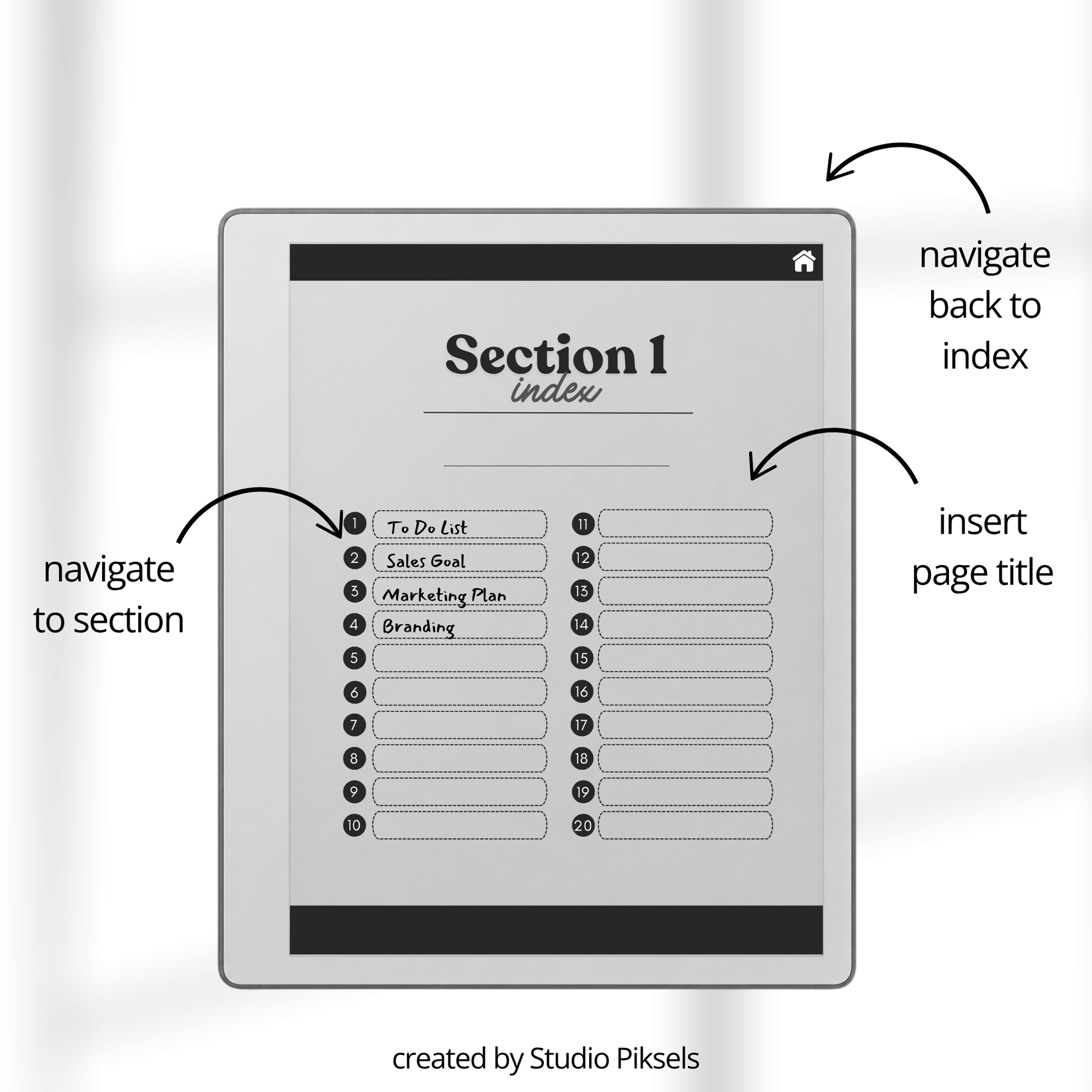 Legal Pad Paper Notebook with Custom Index for reMarkable Paper Pure