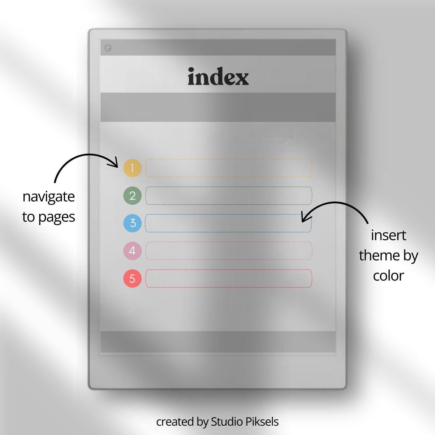 Lined notes notebook for reMarkable Paper Pro with hyperlinked sections.