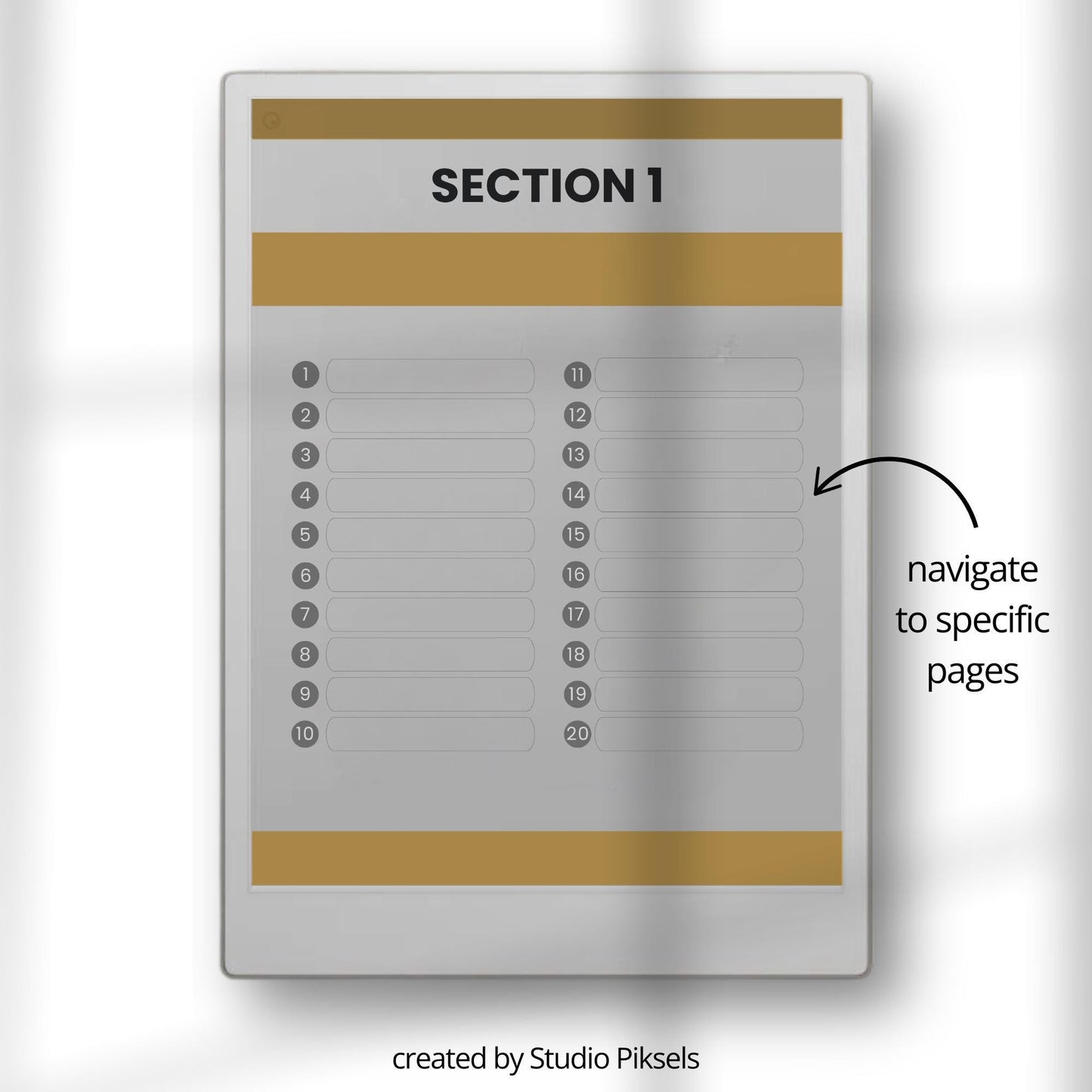Lined notes notebook for reMarkable Paper Pro with hyperlinked sections.