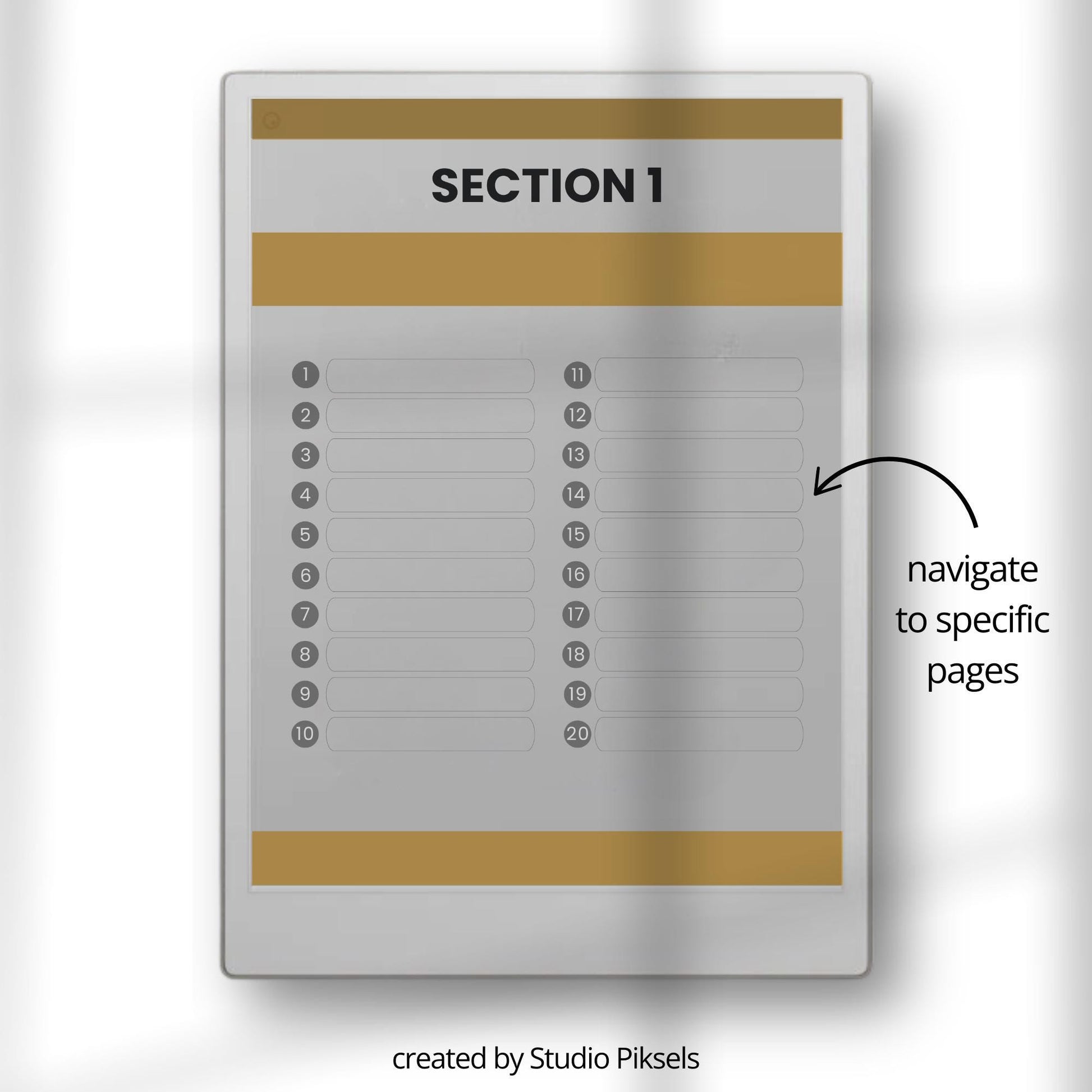 Lined notes notebook for reMarkable Paper Pro with hyperlinked sections.