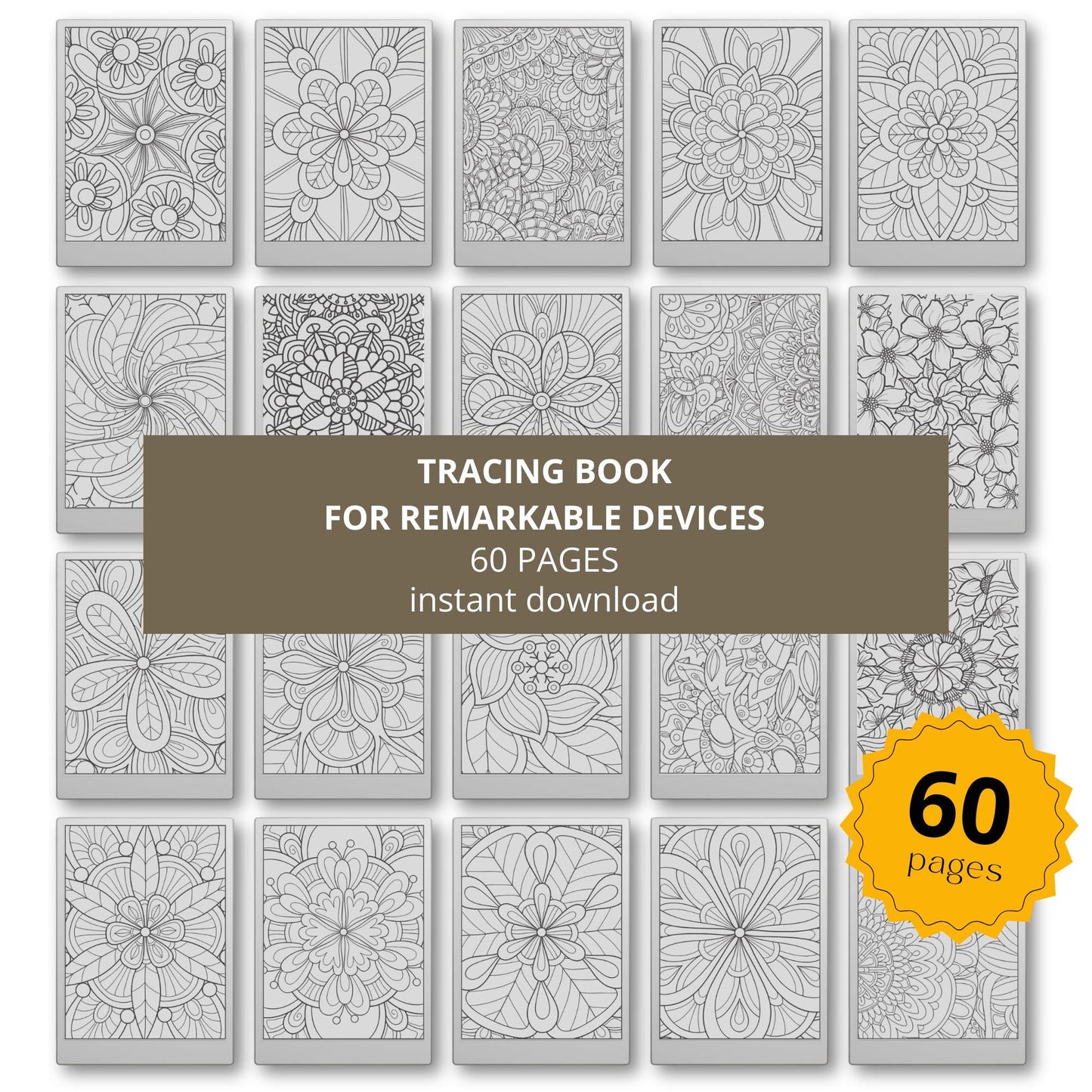 Mandala Tracing Book for reMarkable Paper Pro, reMarkable 1 & 2  with 60 Relaxing Tracing Pages
