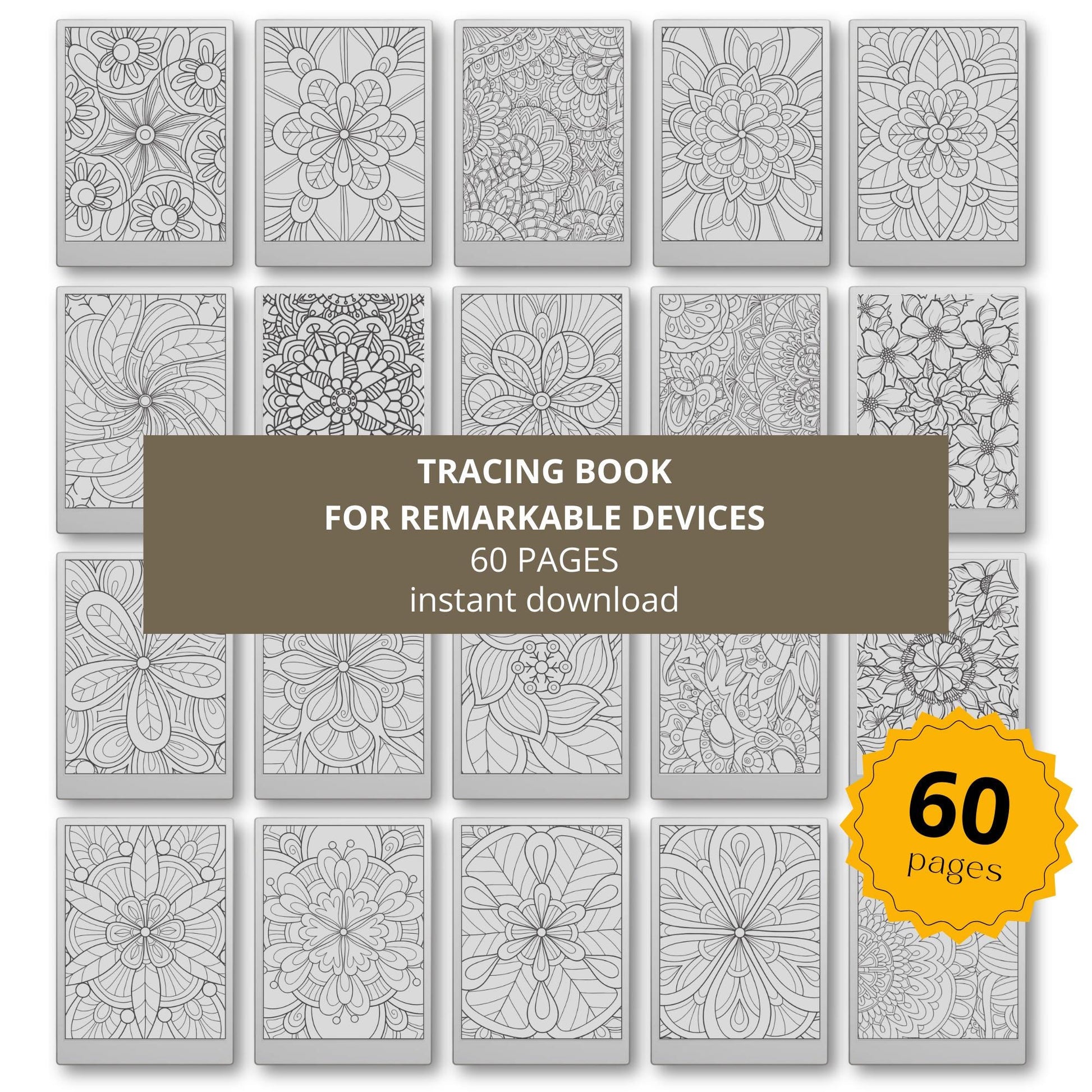 Mandala Tracing Book for reMarkable Paper Pro, reMarkable 1 & 2  with 60 Relaxing Tracing Pages