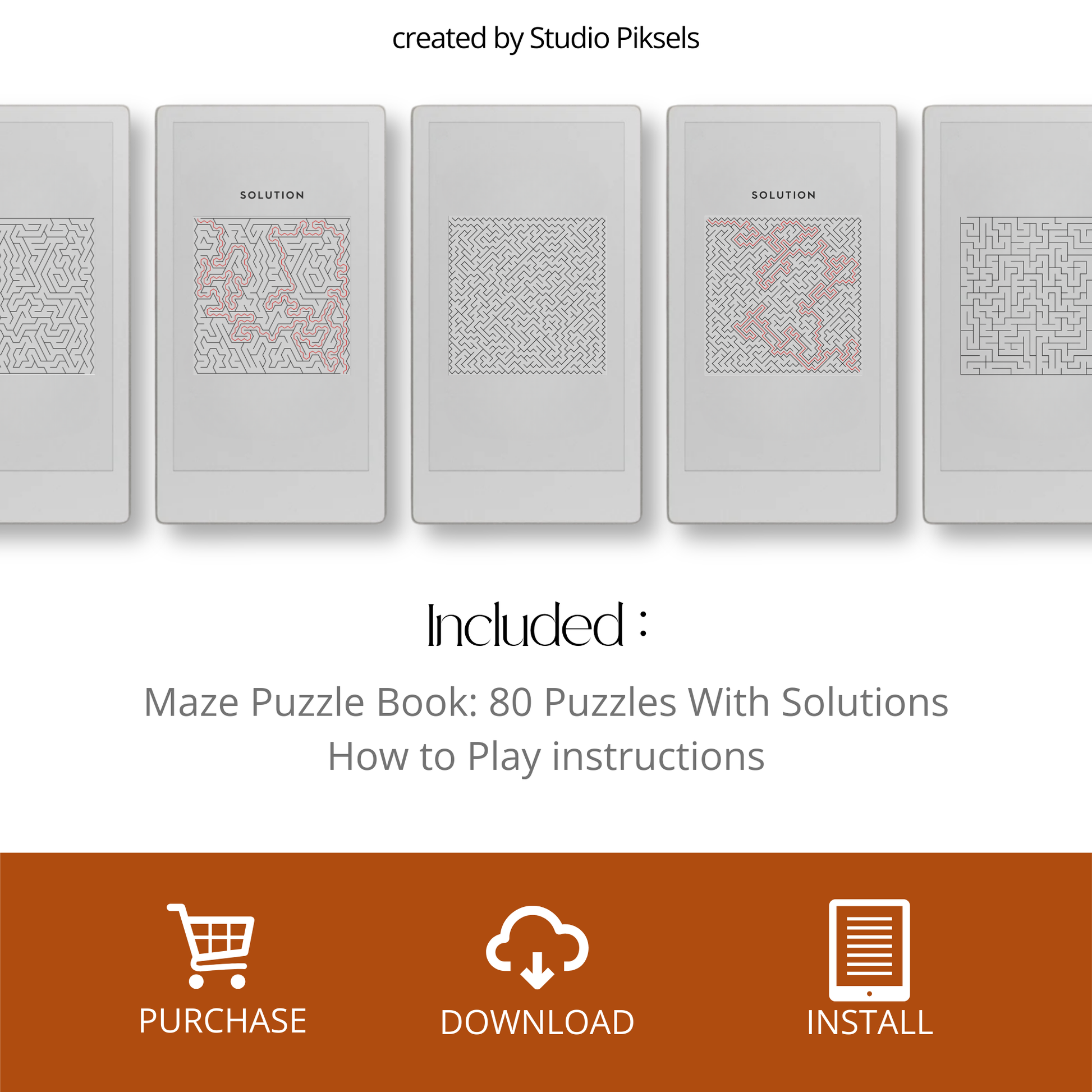 Maze Puzzle for reMarkable Paper Pro Move With Solutions And 80 Puzzles 2