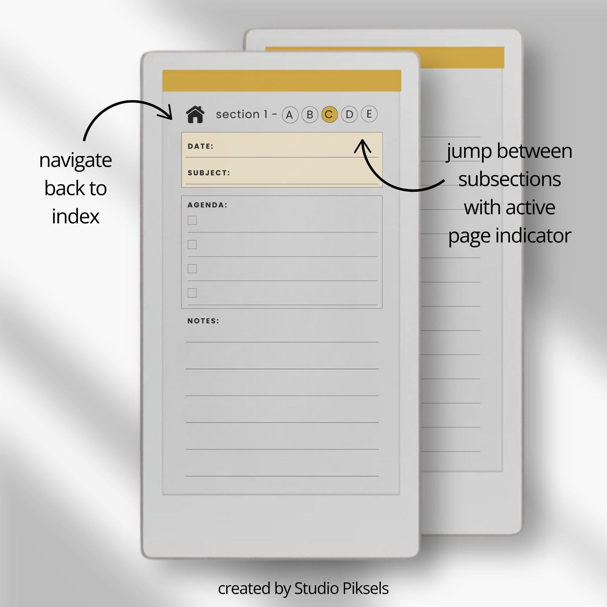 Record meeting agendas, notes, and decisions using a structured meeting minutes notebook on reMarkable Paper Pro Move.