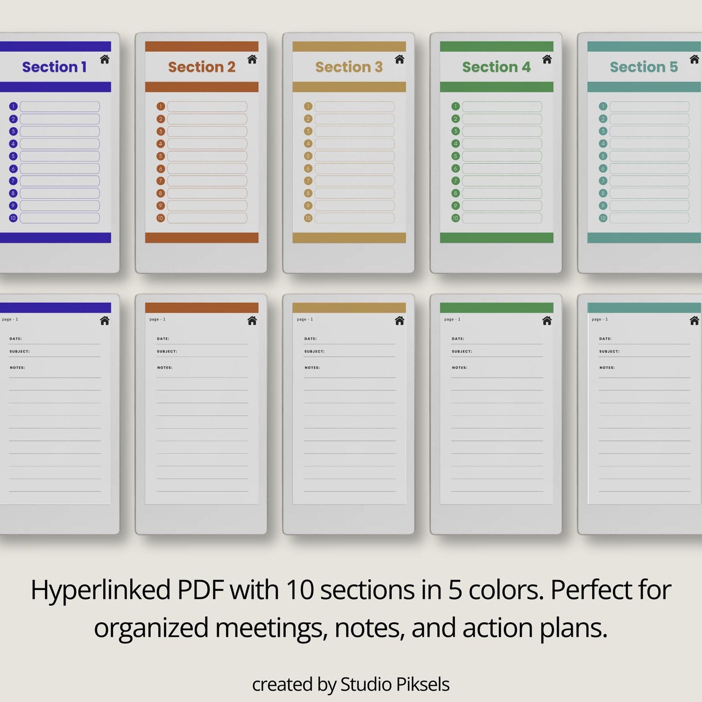 Hyperlinked meeting notes notebook for reMarkable Paper Pro Move.