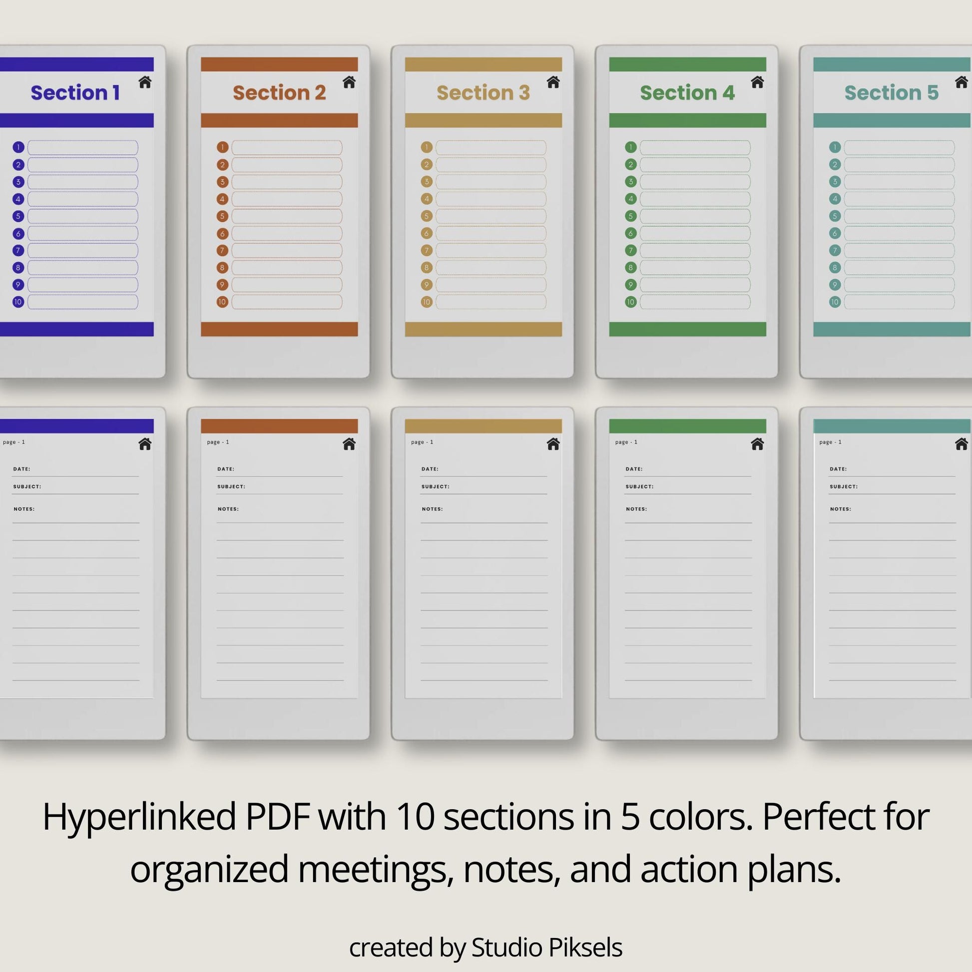 Hyperlinked meeting notes notebook for reMarkable Paper Pro Move.
