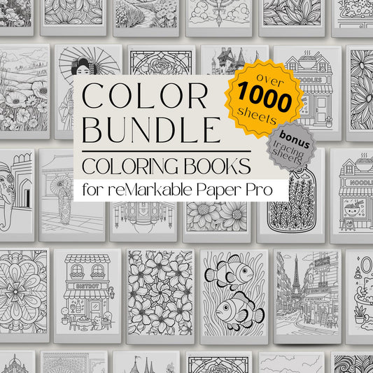 Mega Coloring Bundle with Coloring Pages for reMarkable Paper Pro, reMarkable 2, and Procreate