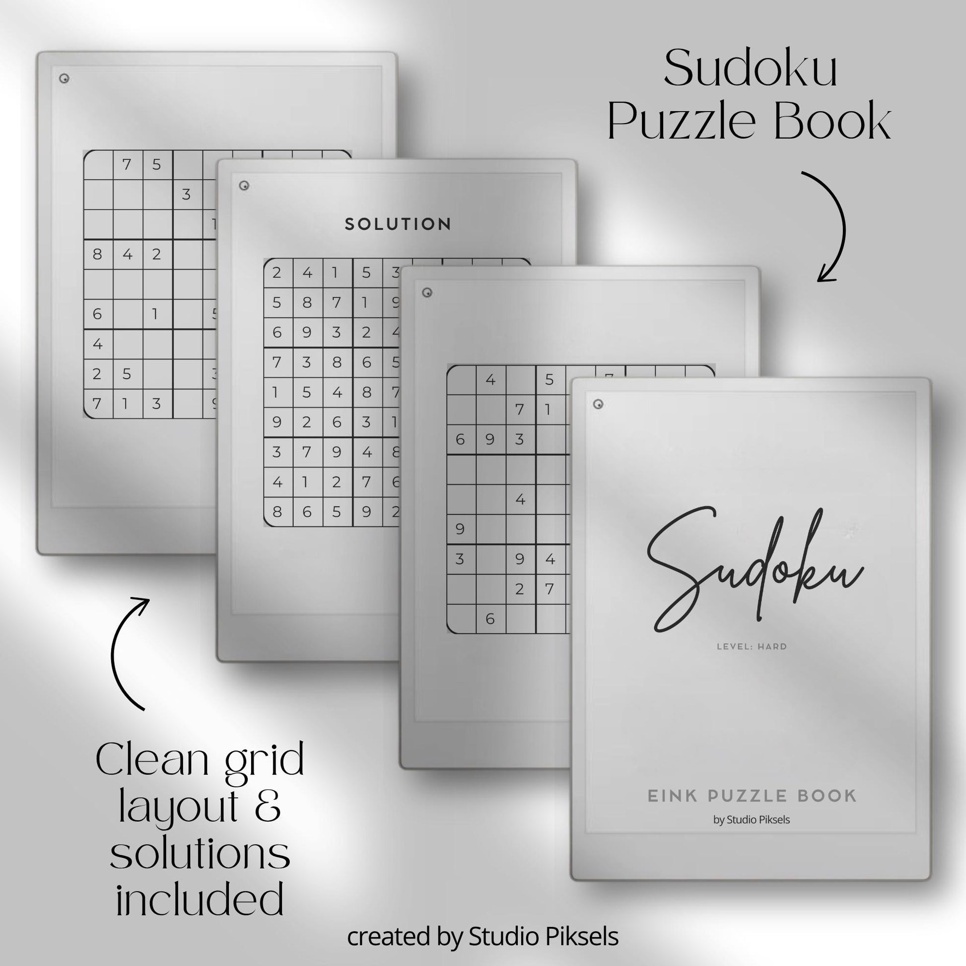 Mega Puzzle Book Bundle for reMarkable featuring 600 Sudoku puzzles with medium to hard difficulty, designed for structured problem solving.