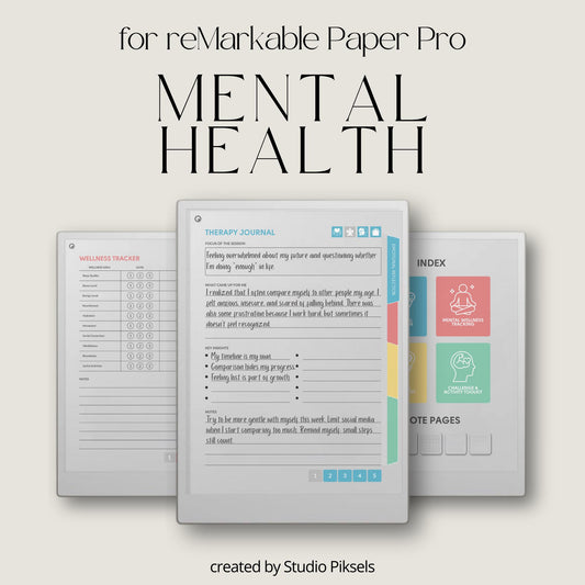 Reflect on emotions and write guided journal entries using a mental health journal on reMarkable Paper Pro.