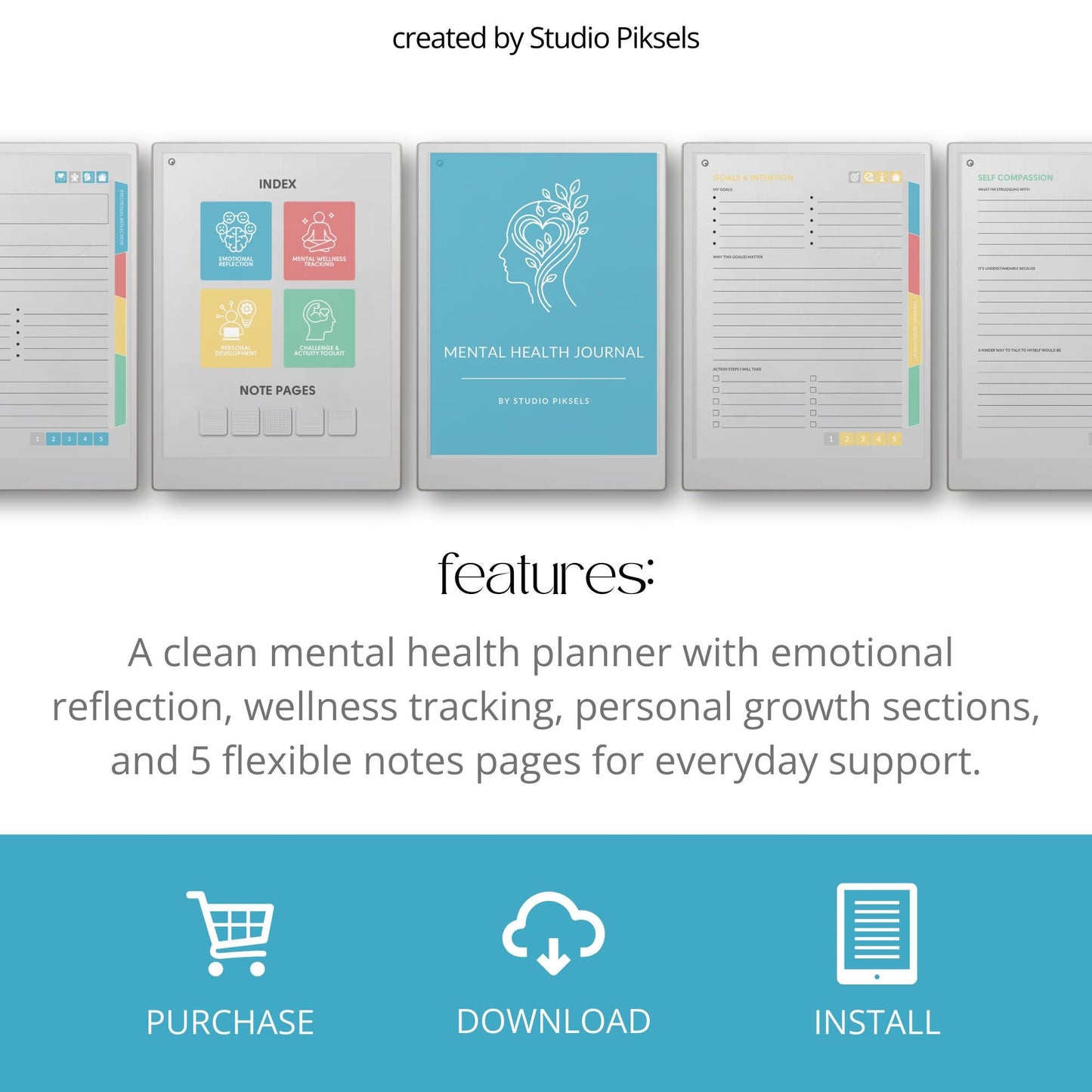 Reflect on emotions and write guided journal entries using a mental health journal on reMarkable Paper Pro.