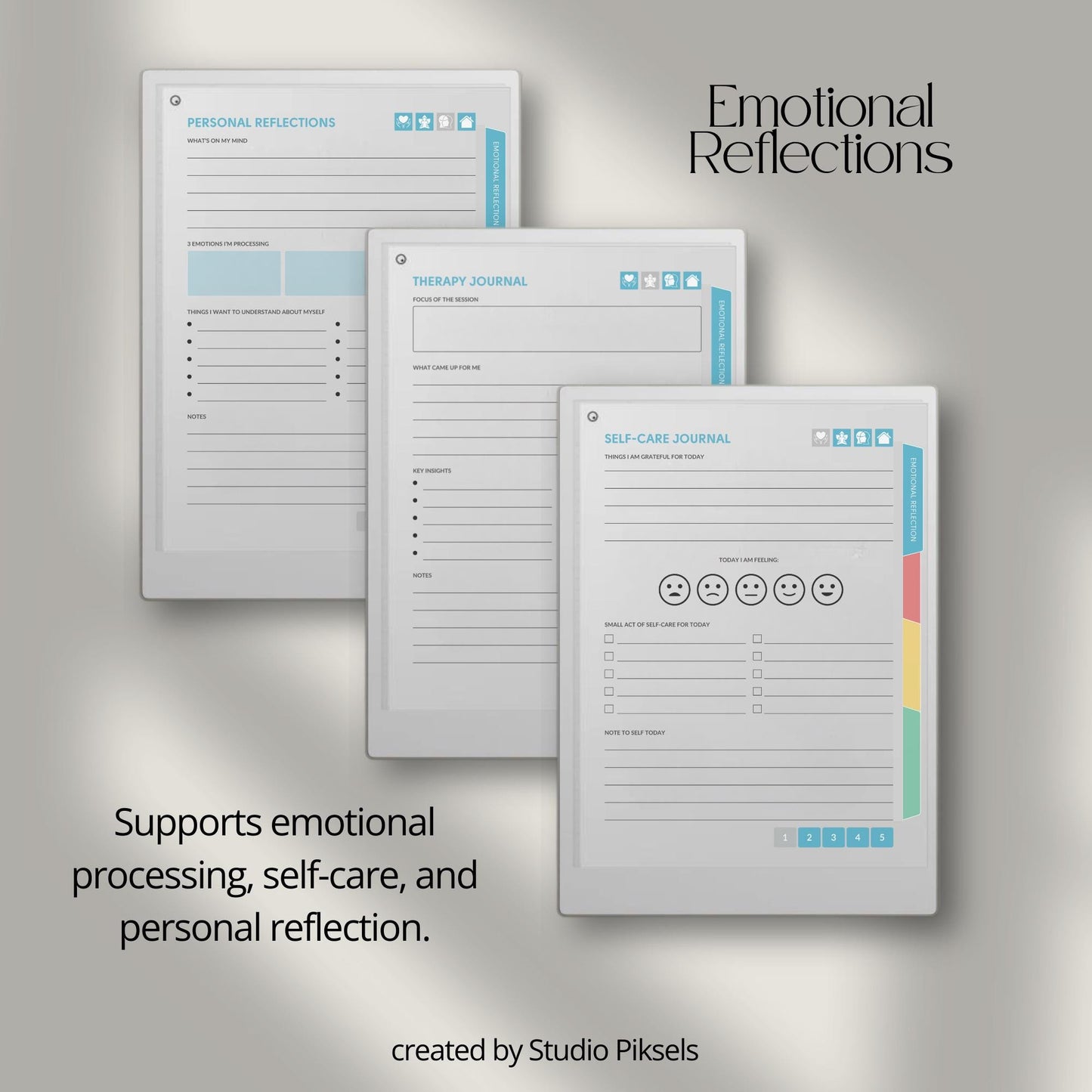 Reflect on emotions and write guided journal entries using a mental health journal on reMarkable Paper Pro.