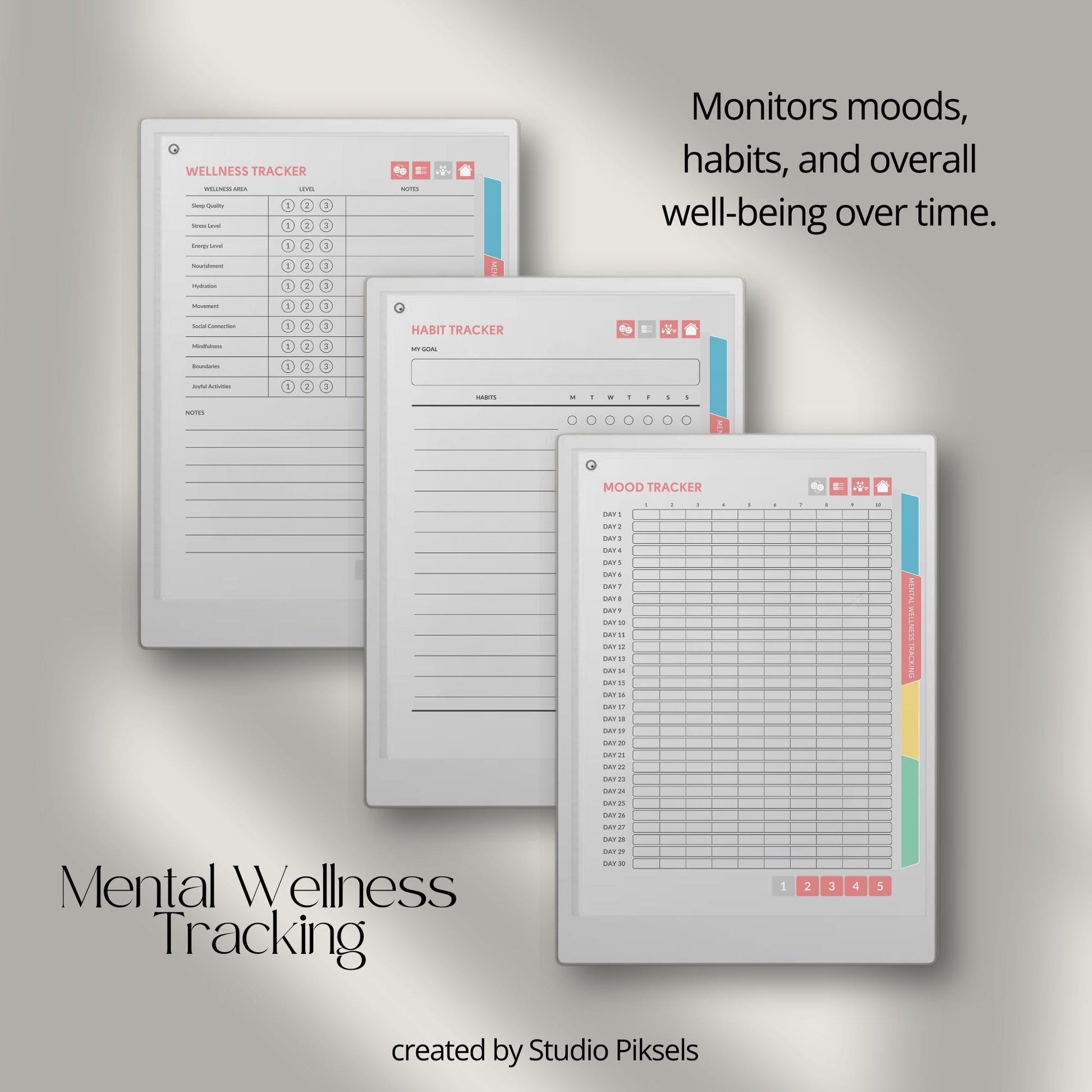 Reflect on emotions and write guided journal entries using a mental health journal on reMarkable Paper Pro.