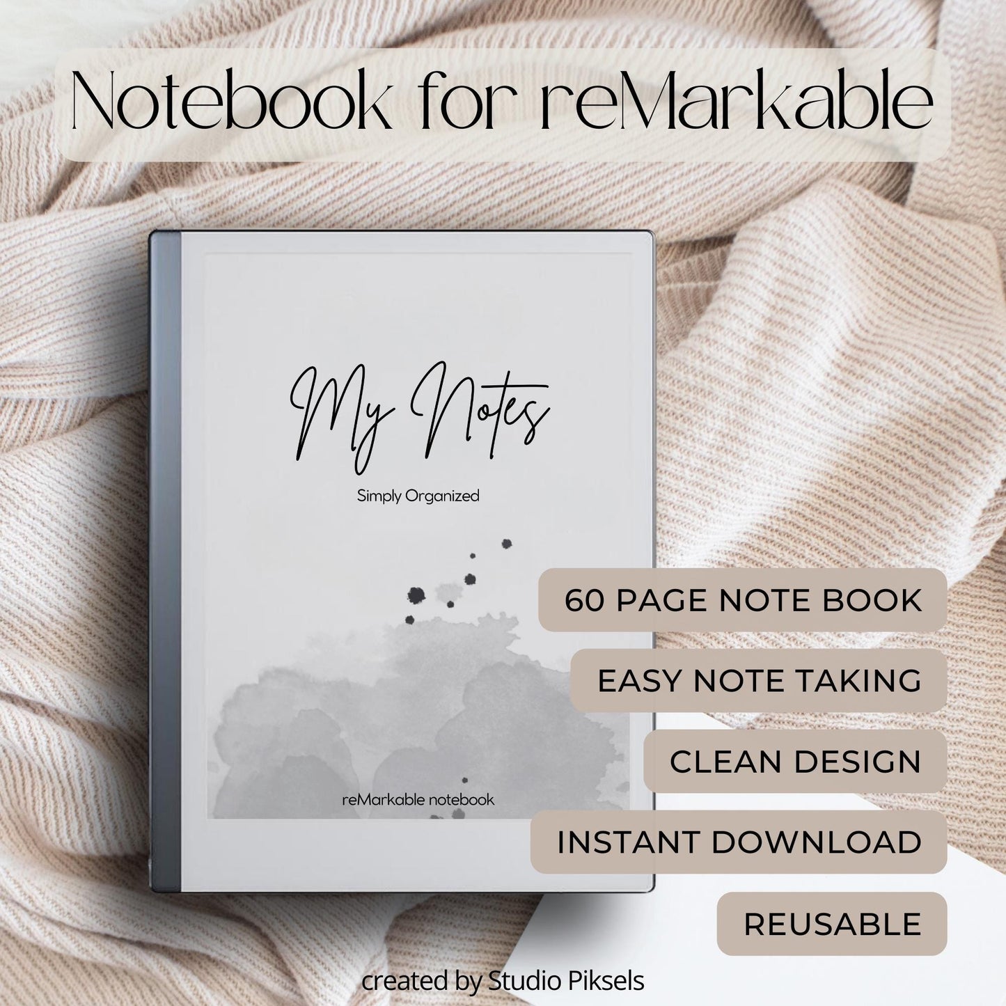 Minimalist Notebook With Lined Pages for reMarkable 2