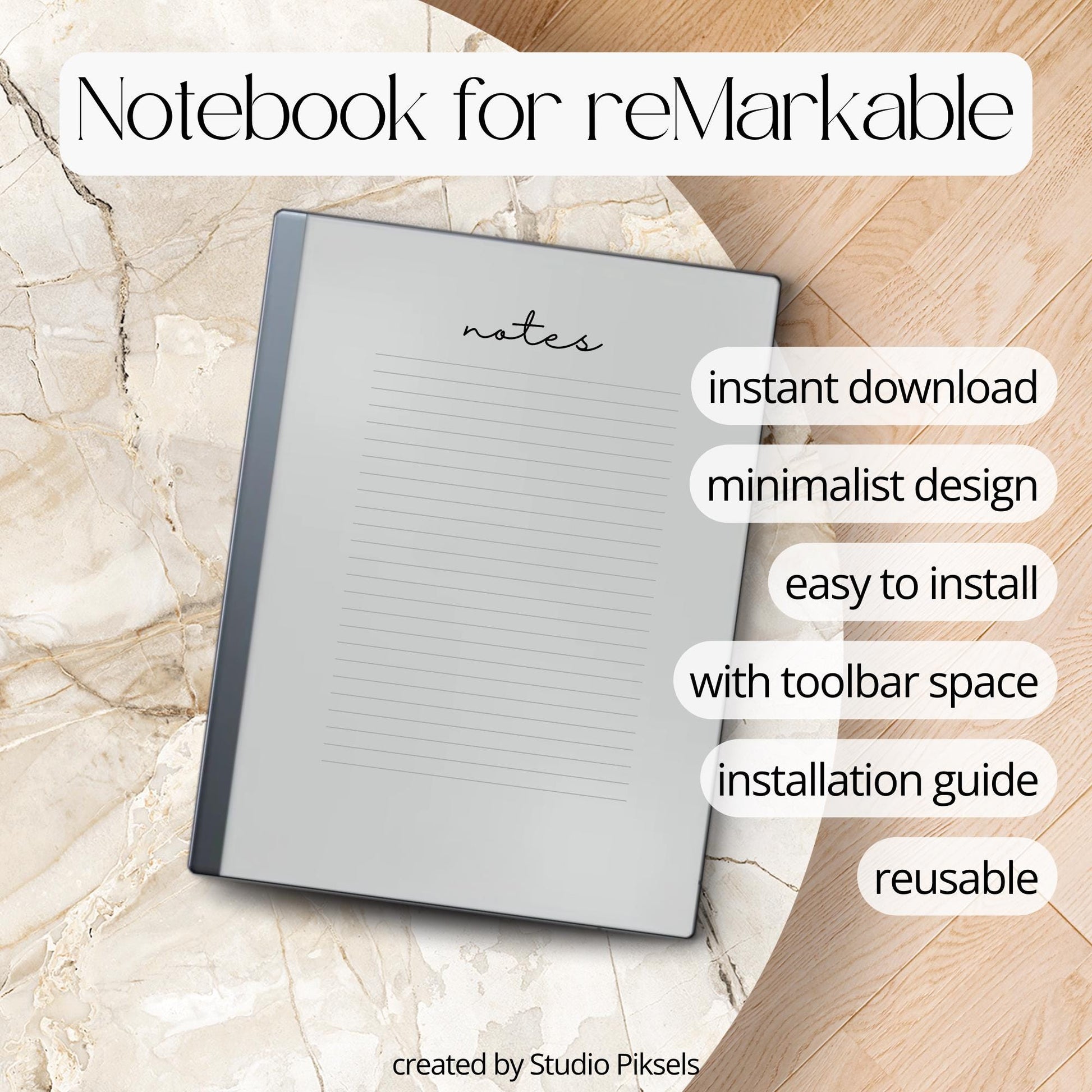Minimalist Notebook With Lined Pages for reMarkable 2