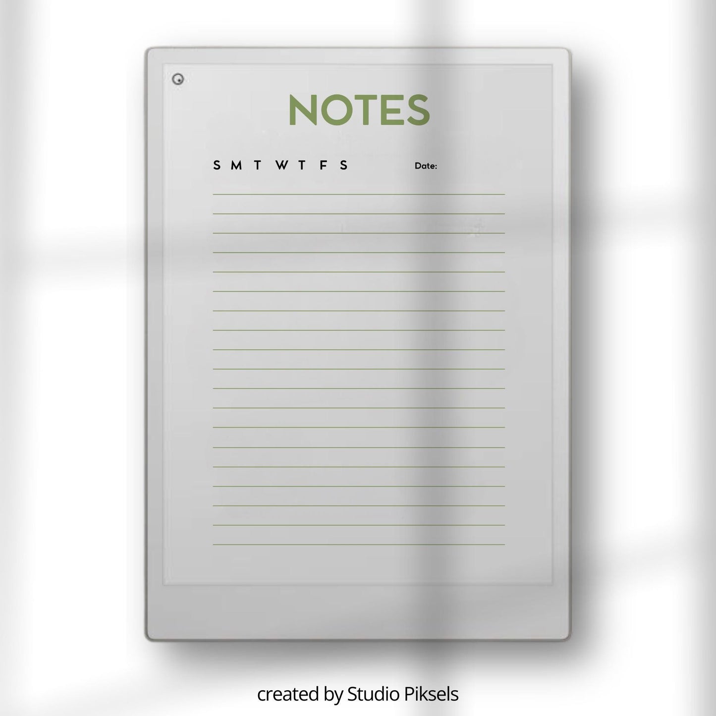 Minimalist Notebook for reMarkable Paper Pro with 50 clean note pages and simple date layout for daily note taking.