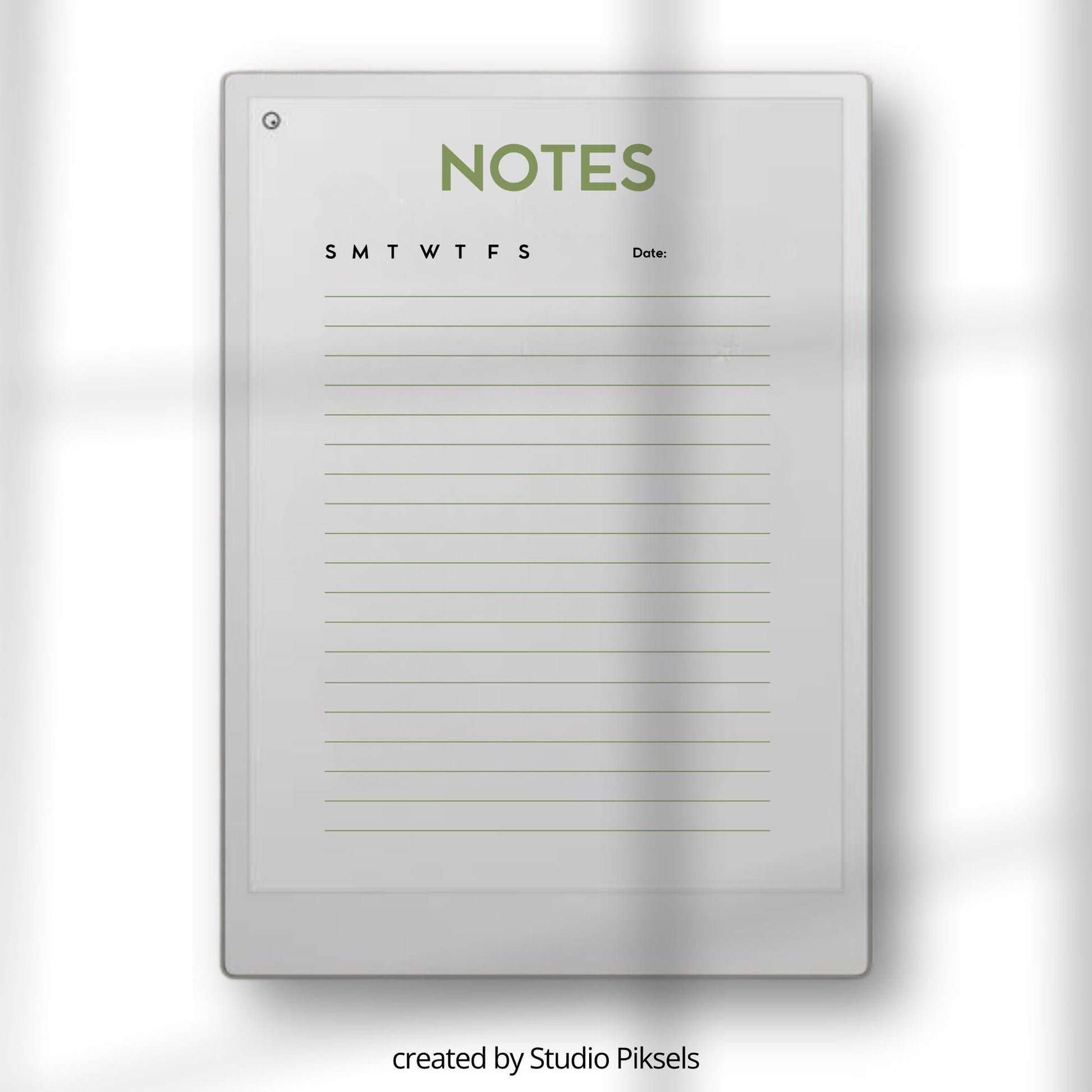 Minimalist Notebook for reMarkable Paper Pro with 50 clean note pages and simple date layout for daily note taking.