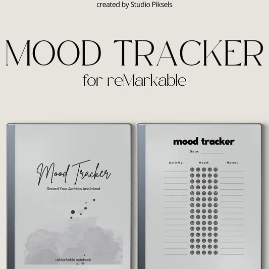 Digital mood tracker for reMarkable Paper Pure and reMarkable 2 with reusable wellness journal and daily reflection pages