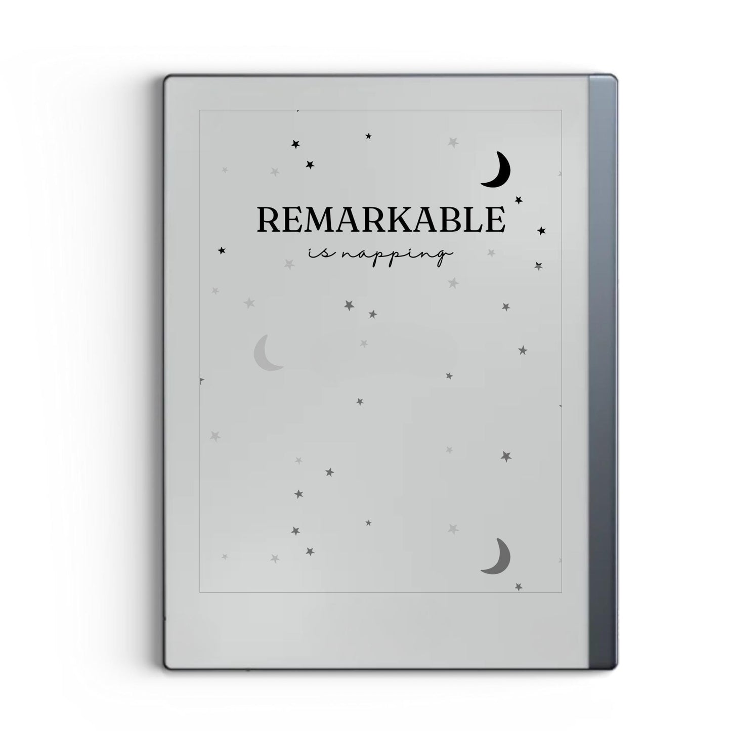 Moons and stars sleep screen for reMarkable 2 and reMarkable Paper Pure with celestial line art moon and star artwork in PNG format