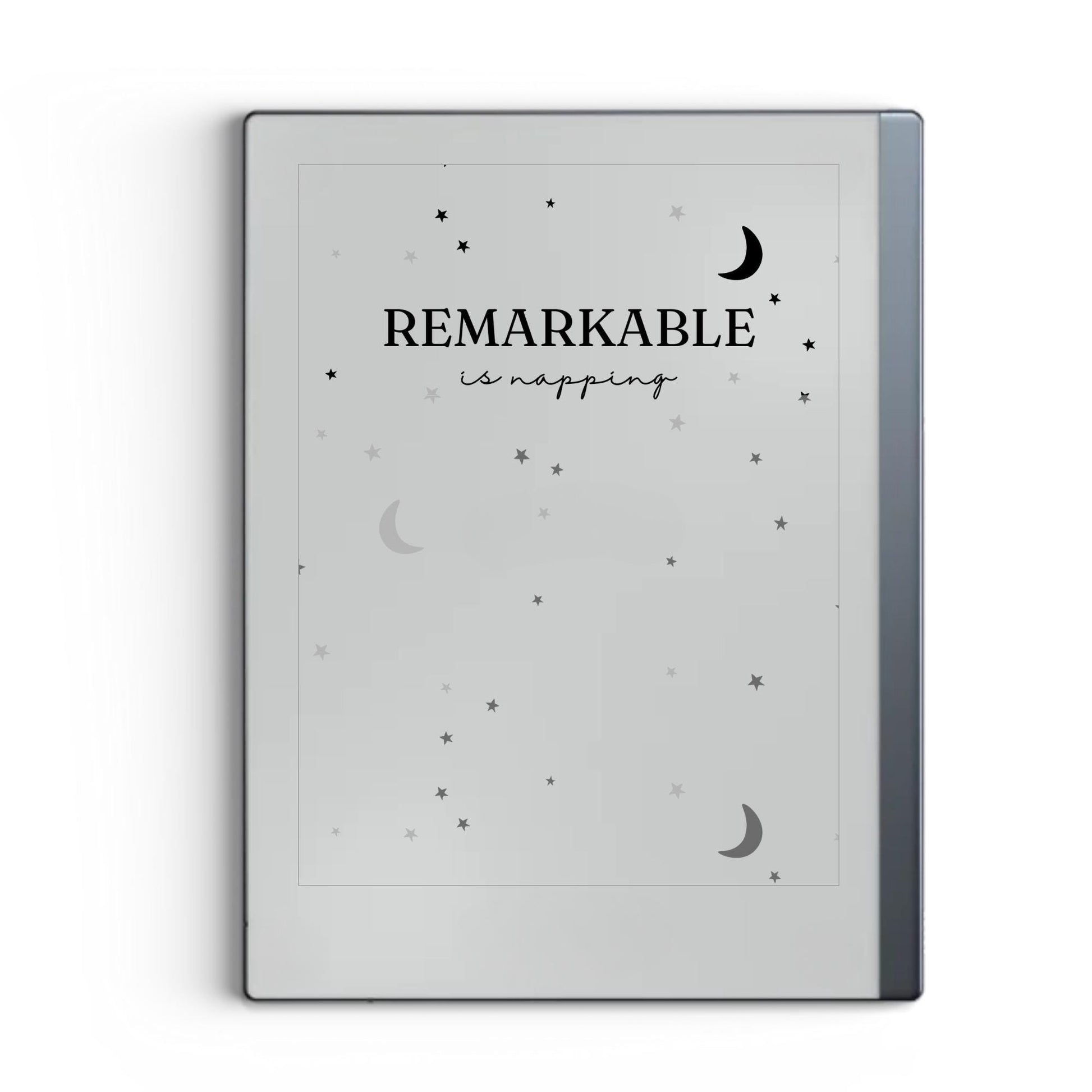 Moons and stars sleep screen for reMarkable 2 and reMarkable Paper Pure with celestial line art moon and star artwork in PNG format