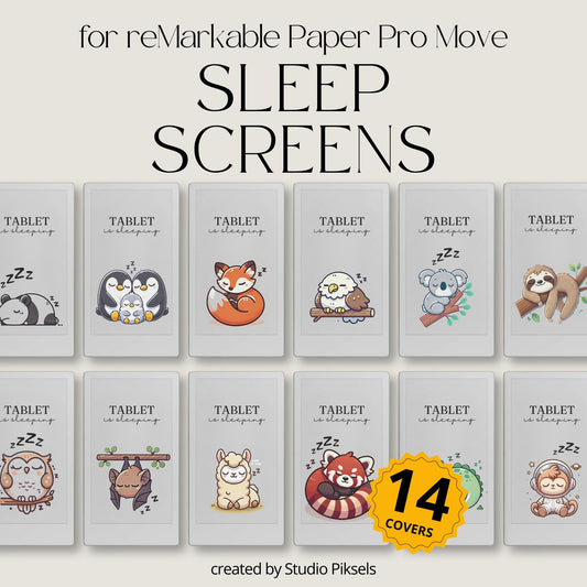 Napping Animals Sleep Screen Bundle for reMarkable Paper Pro Move: Cute Animal Sleep Mode Wallpapers & Digital Screensaver Images