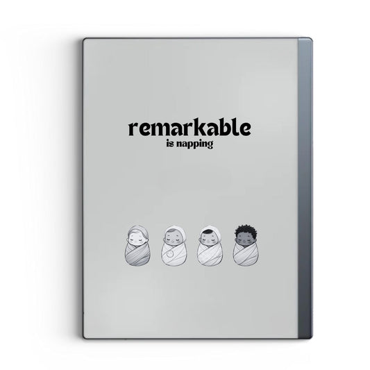 Napping babies sleep screen for reMarkable 2 and reMarkable Paper Pure with cute sleeping baby artwork in PNG format