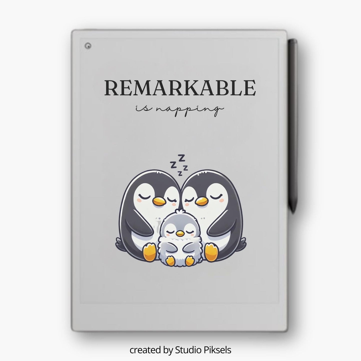 Sleep Screen for reMarkable Paper Pro With Napping Penguins
