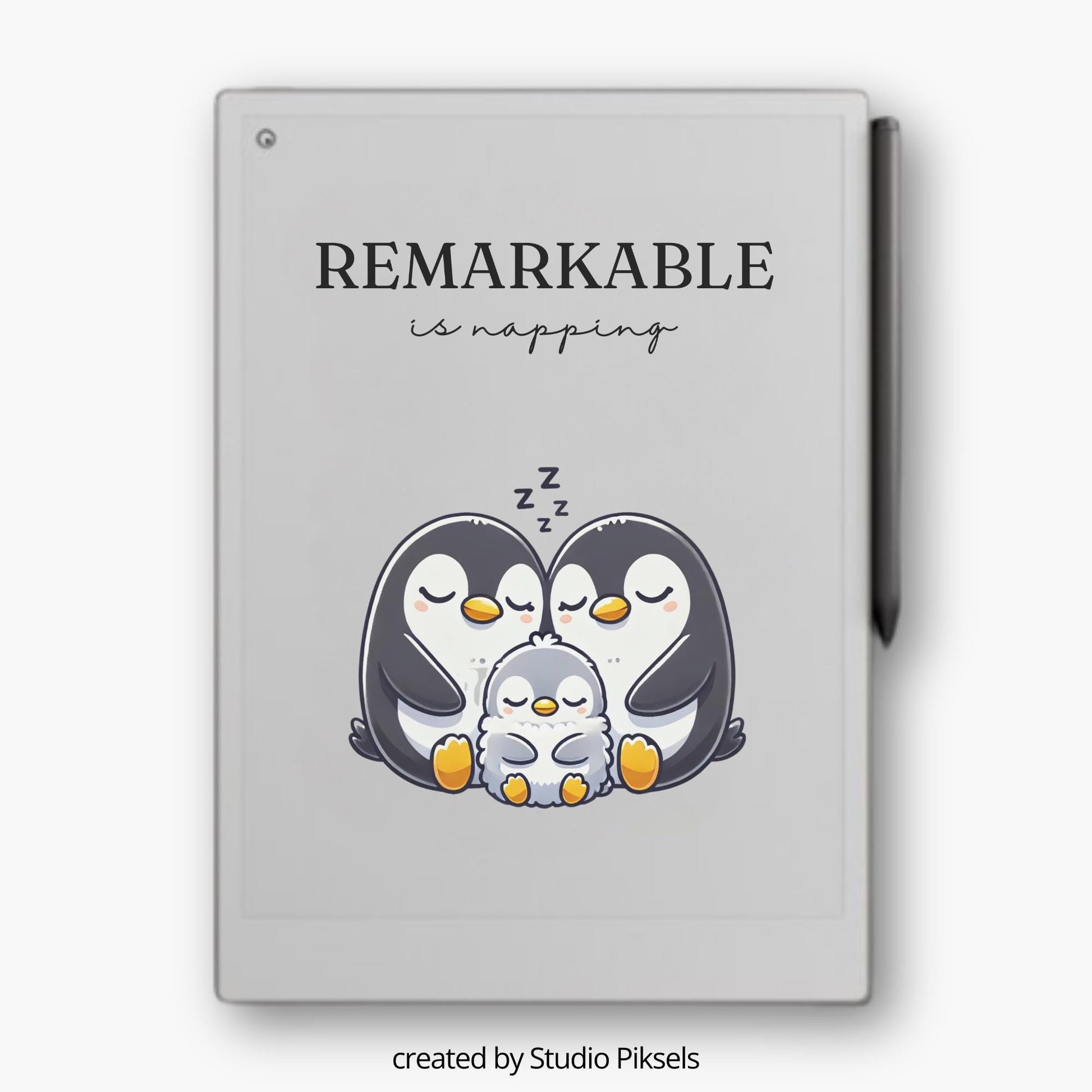 Sleep Screen for reMarkable Paper Pro With Napping Penguins
