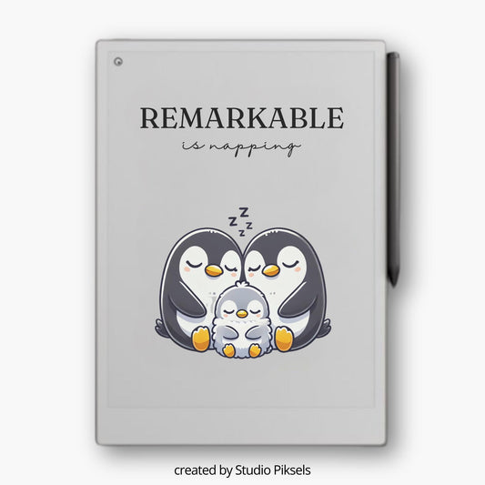 Sleep Screen for reMarkable Paper Pro With Napping Penguins