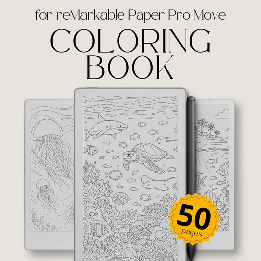 Ocean Life Coloring Book for reMarkable Paper Pro Move. Sea Life Coloring Pages with Underwater Animals