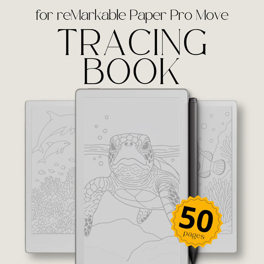 Ocean Life Tracing Book for reMarkable Paper Pro Move. Sea Life Tracing Pages with Underwater Animals for Relaxation