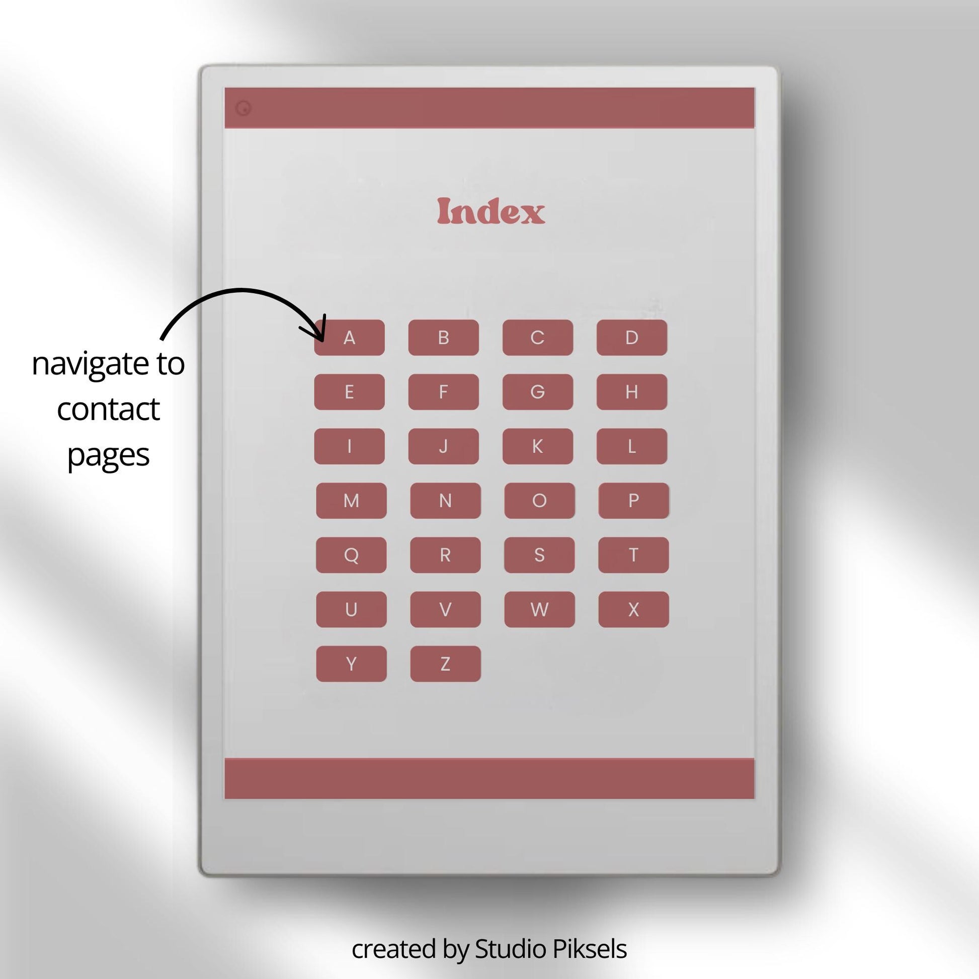 reMarkable Paper Pro Move organizer bundle PDF with password tracker and address book templates, A to Z hyperlinked pages.