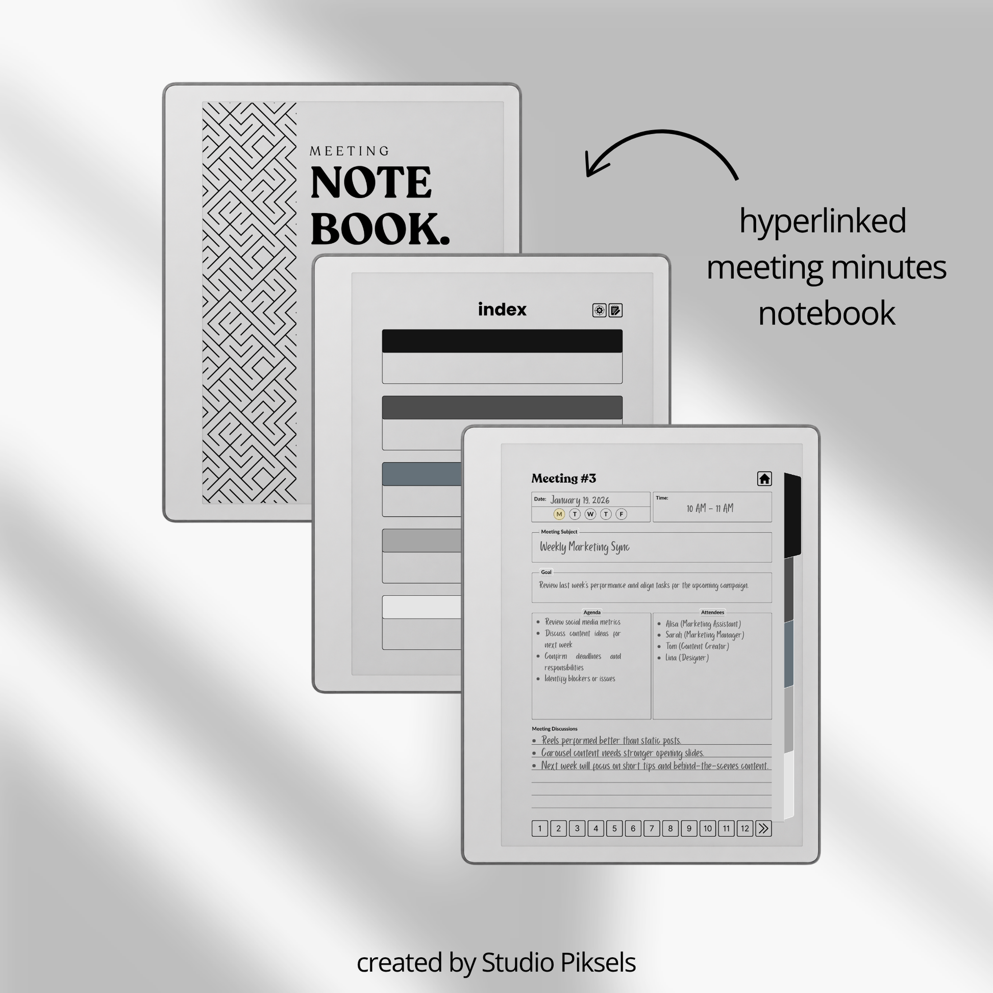 17-Piece Starter Bundle for reMarkable Paper Pure featuring digital notebooks, 2026 and 2027 weekly planners, trackers, journals, contact pages, password tracker, work planner, reading planner, and a 140-page puzzle and tracing book optimized for monochrome e-ink.