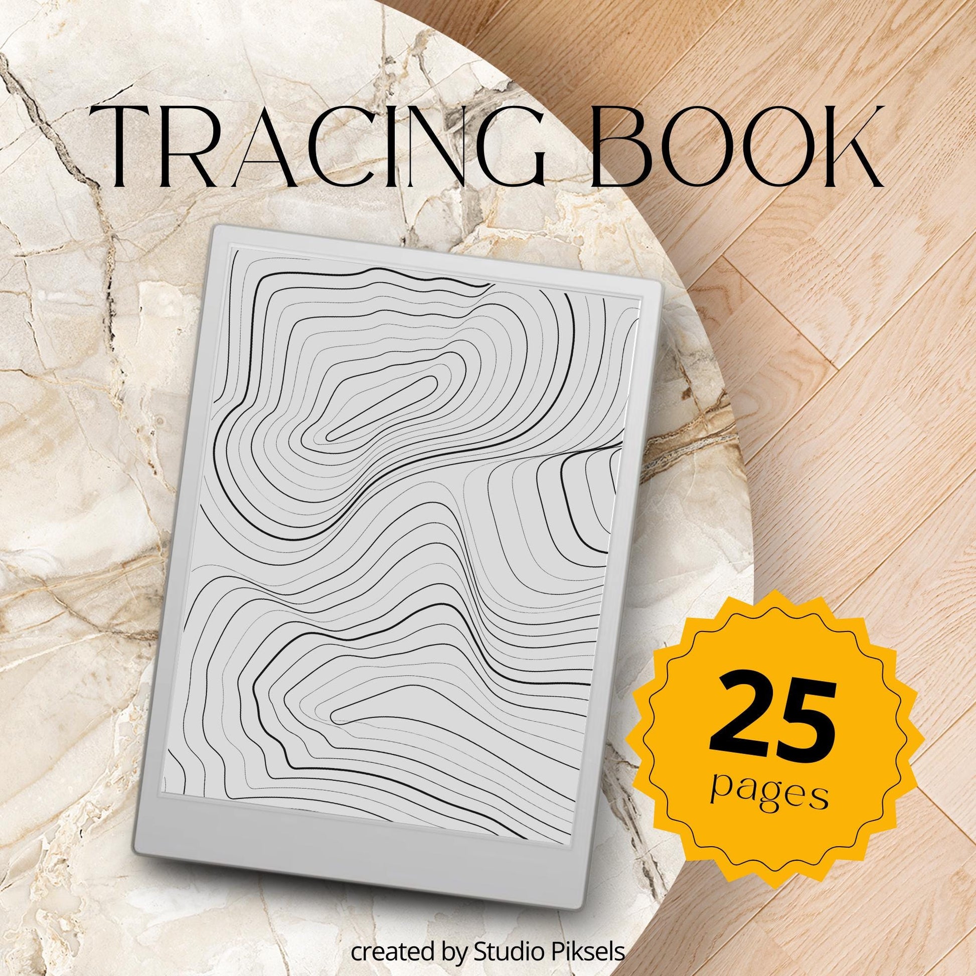 Pattern Tracing Book for reMarkable Paper Pro. Stress relief tracing book with abstract designs for reMarkable Paper Pro, compatible with reMarkable 1, 2, and Procreate