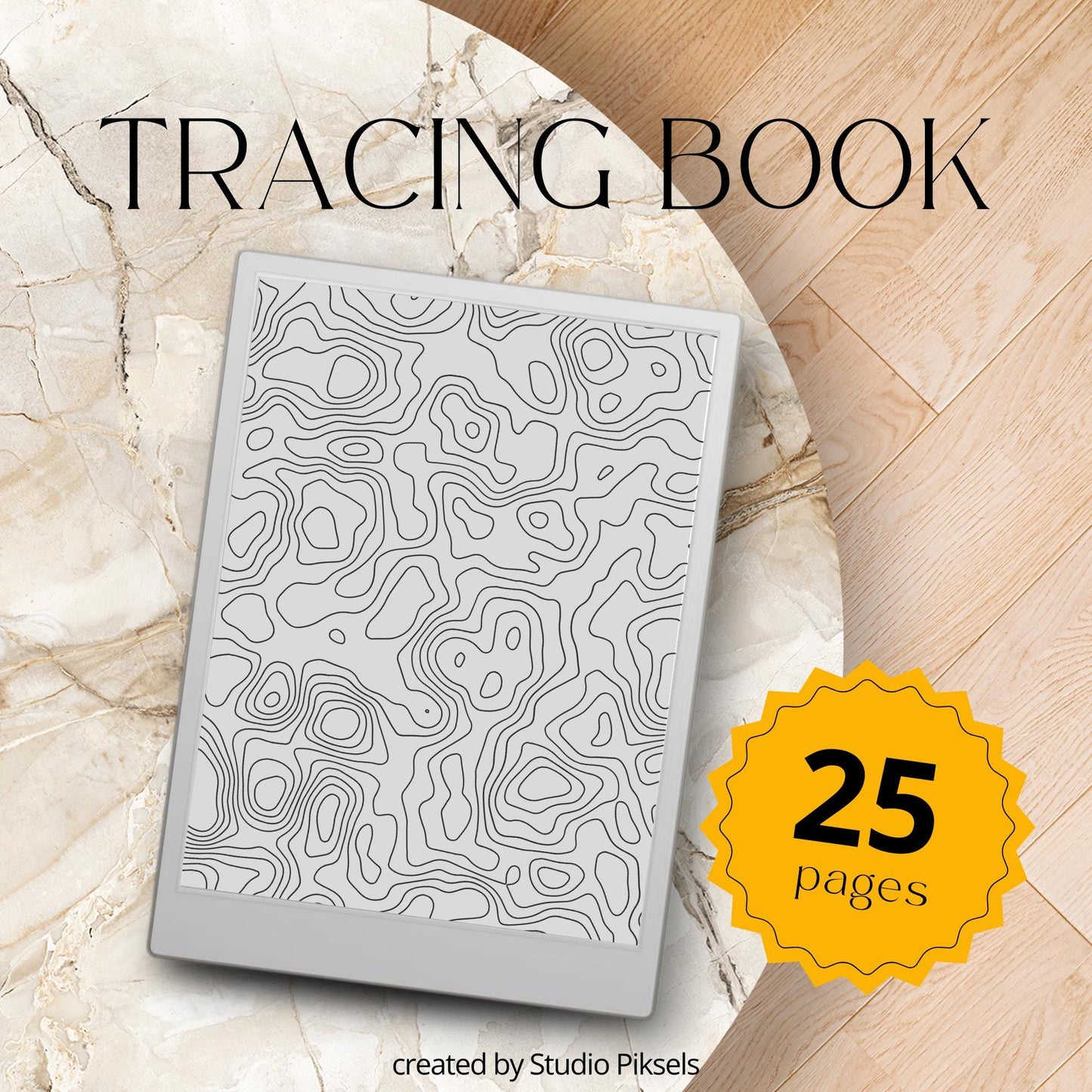 Pattern Tracing Book for reMarkable Paper Pro. Stress relief tracing book with abstract designs for reMarkable Paper Pro, compatible with reMarkable 1, 2, and Procreate