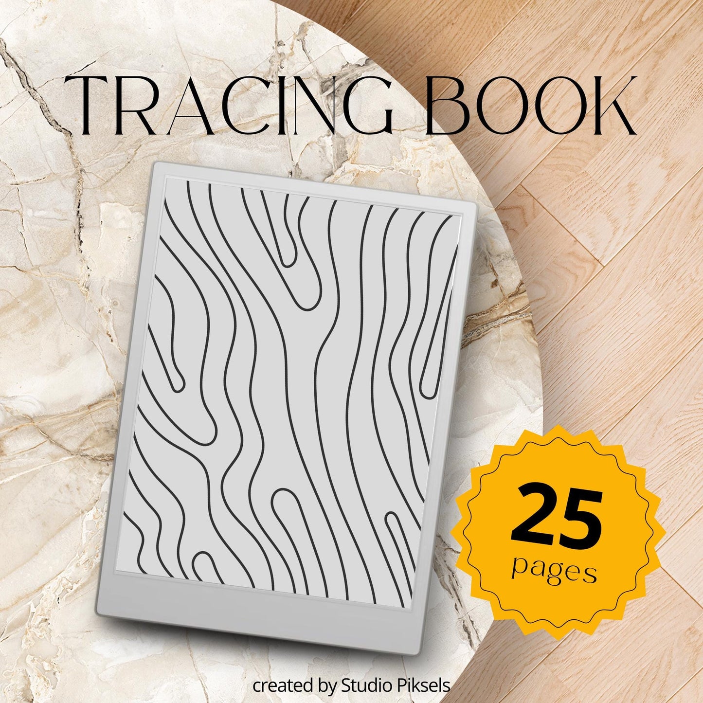 Pattern Tracing Book for reMarkable Paper Pro. Stress relief tracing book with abstract designs for reMarkable Paper Pro, compatible with reMarkable 1, 2, and Procreate