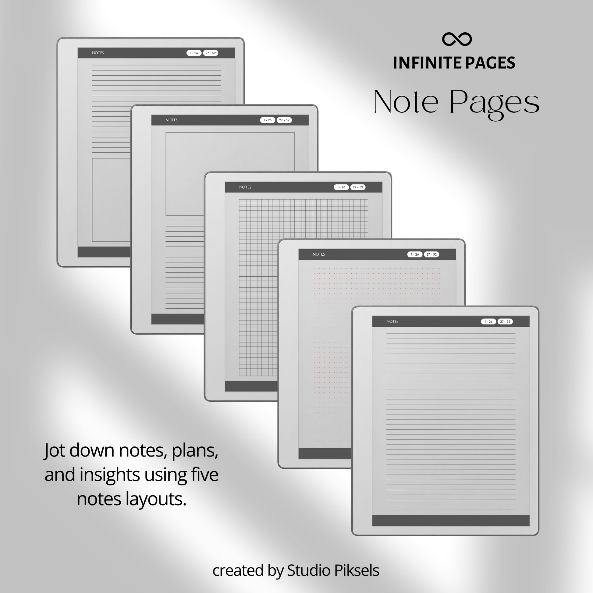 Hyperlinked Weekly Prayer Journal for reMarkable 2 and reMarkable Paper Pure with 52 weekly prayer pages, prayer lists, Bible study notes, and monochrome e-ink layouts.