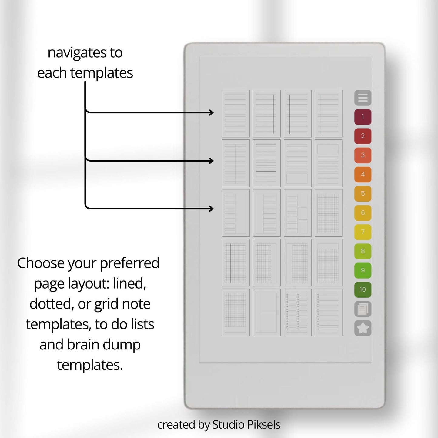 Custom notebook for reMarkable Paper Pro Move with hyperlinked index, note templates, and unlimited reusable pages.