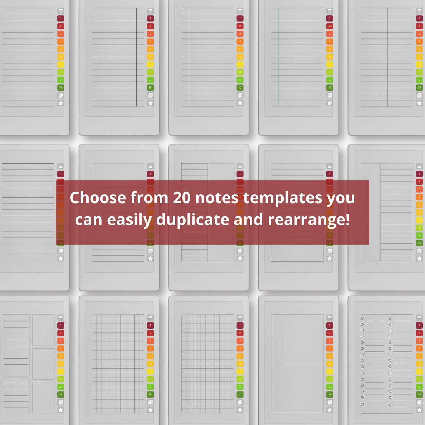 Custom notebook for reMarkable Paper Pro Move with hyperlinked index, note templates, and unlimited reusable pages.