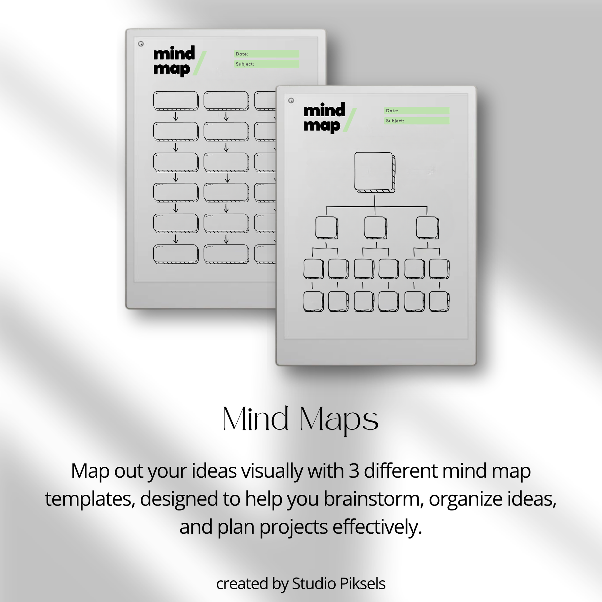 Two mind map templates for reMarkable