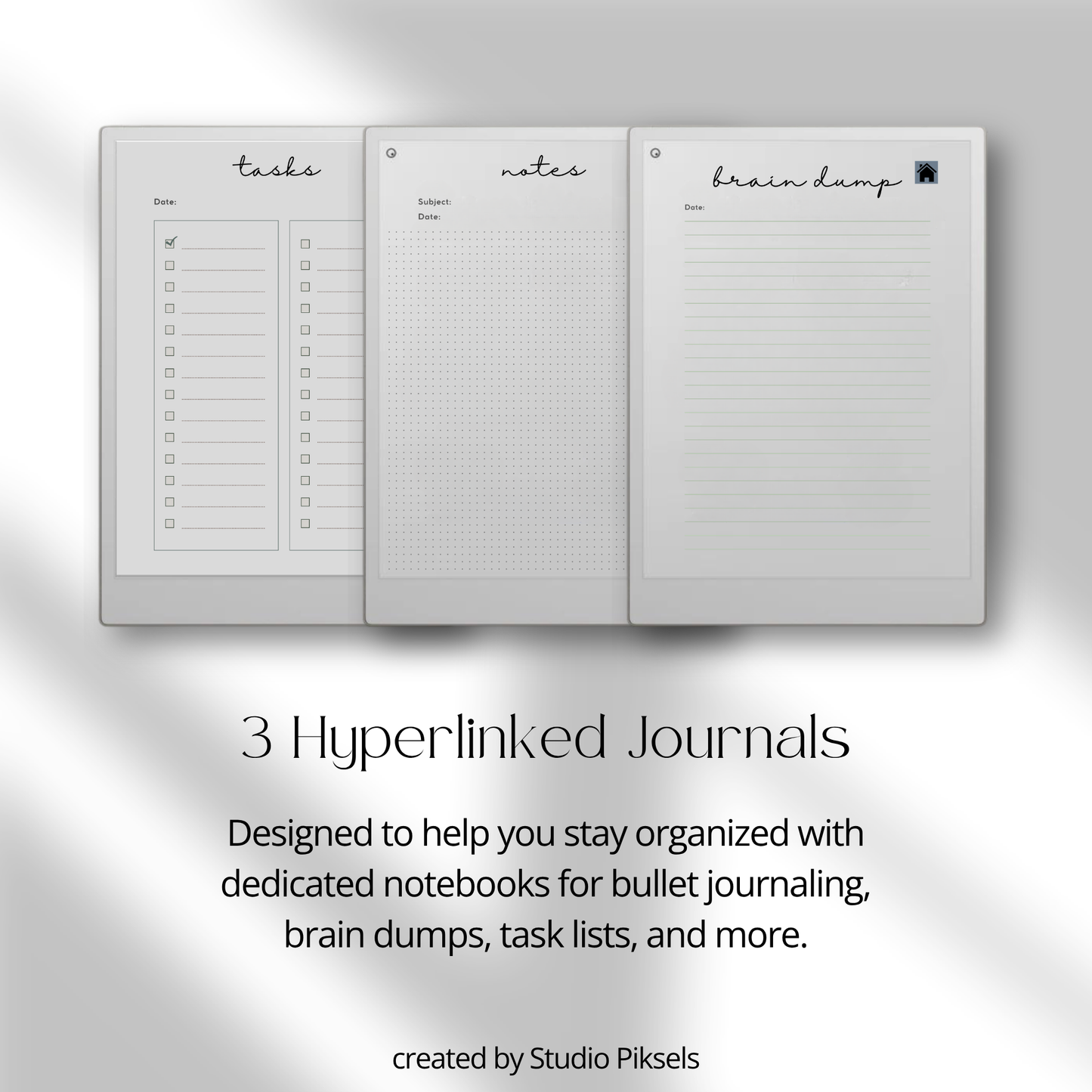 Samples of notebook for tasks, notes, and brain dumps 