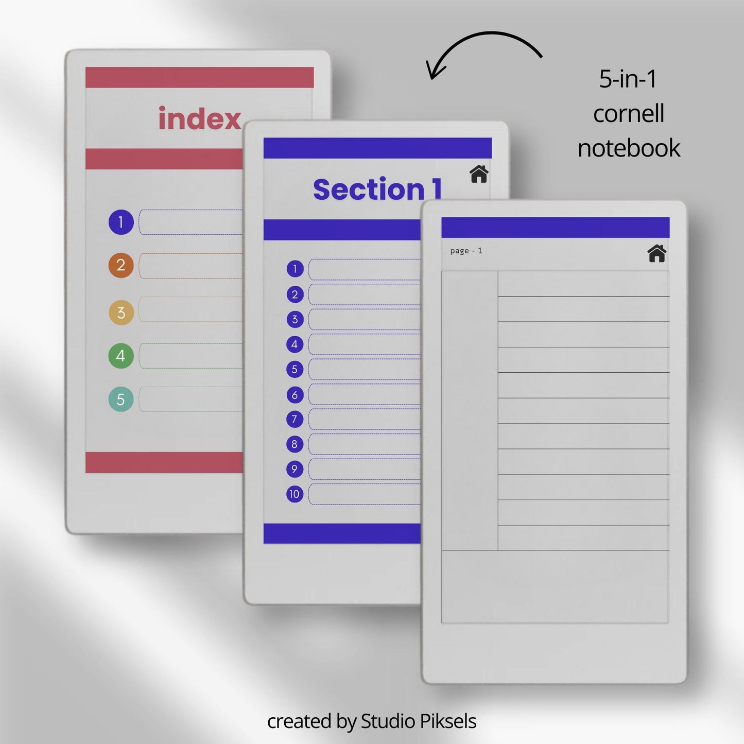 Productivity notebooks for reMarkable Paper Pro Move with 21 hyperlinked planners, trackers, notepads, and sticky notes for organized digital workflow.