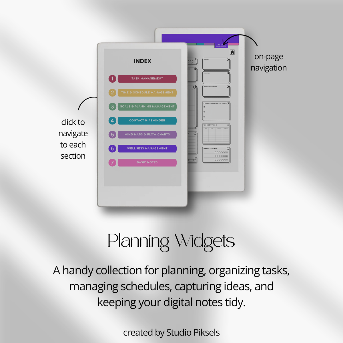 Productivity Widgets for reMarkable Paper Pro Move with task lists, schedules, goals, reminders, wellness and note-taking widgets for digital planning.