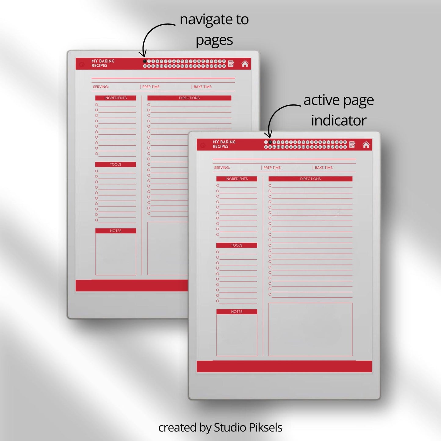 Recipe book collection for reMarkable Paper Pro with hyperlinked recipe pages.