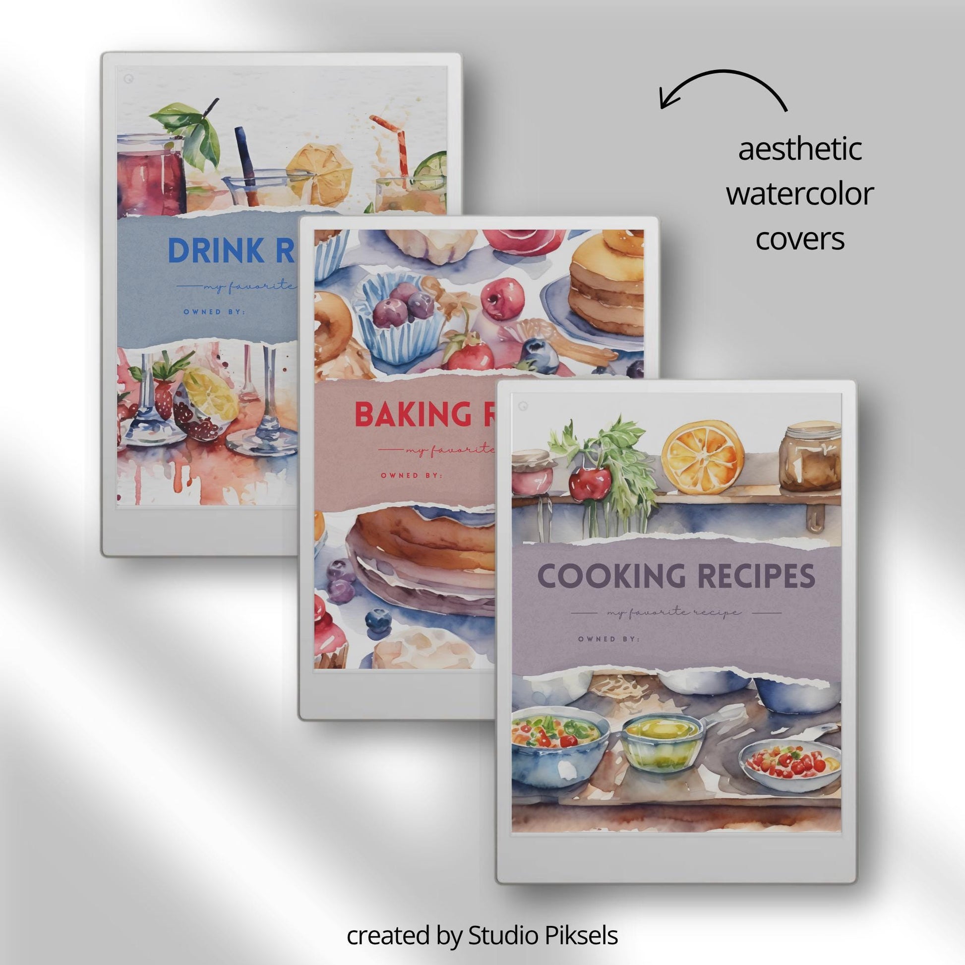 Recipe book collection for reMarkable Paper Pro with hyperlinked recipe pages.