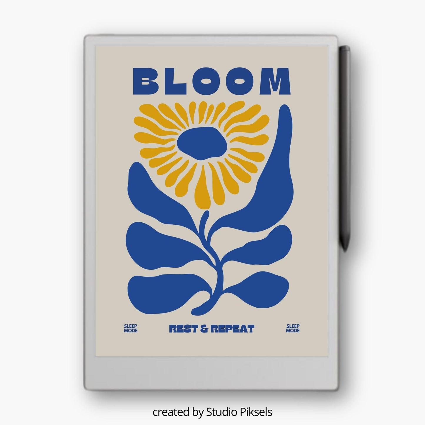 Sleep Screen for reMarkable Paper Pro With Retro Flower Print