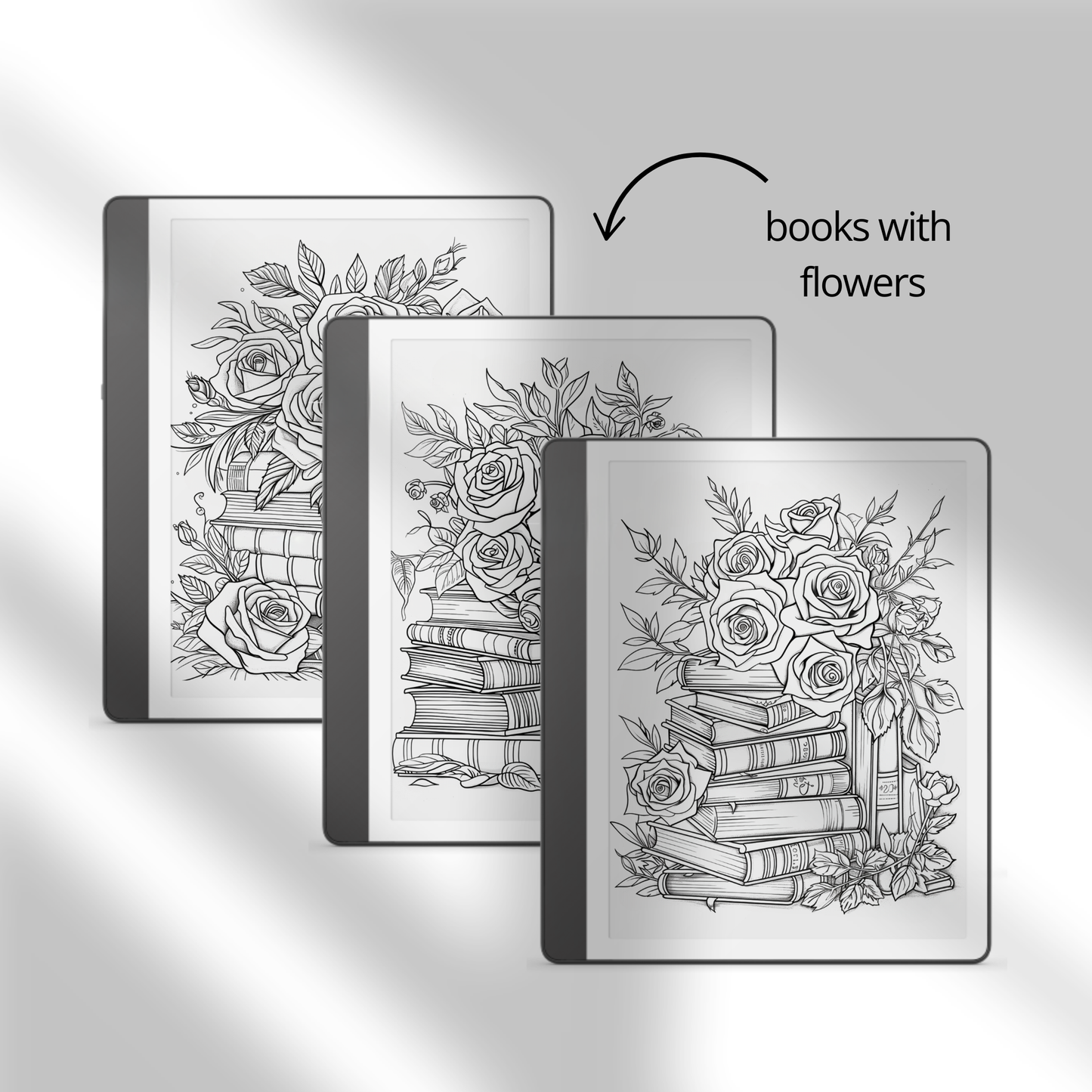 Roses & Books Coloring Book for Kindle Scribe